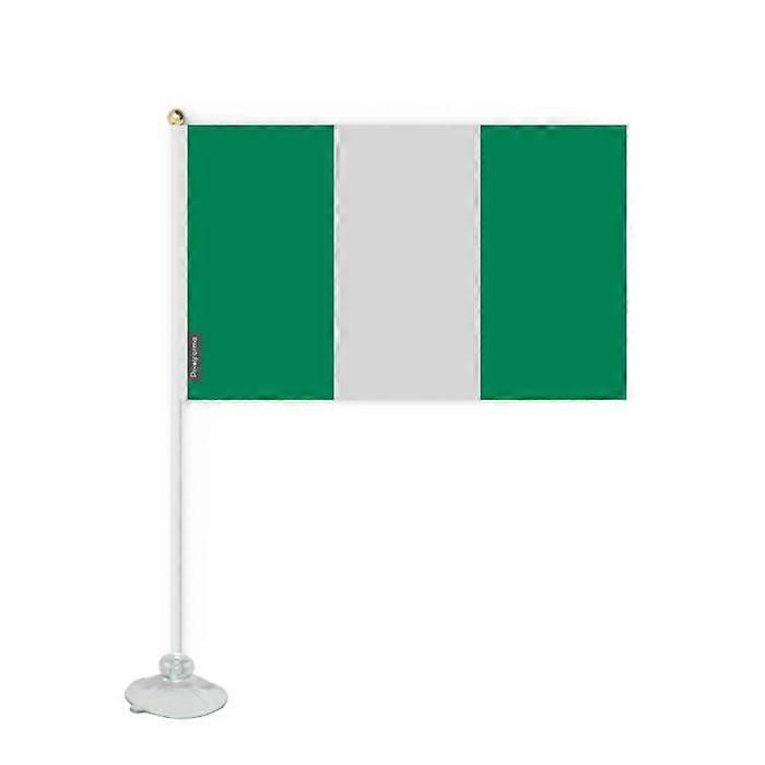 Suction Cup Flag - Nigeria - 14 x 21 cm - Durable Polyester - Double-Sided Print - Lightweight and Sturdy