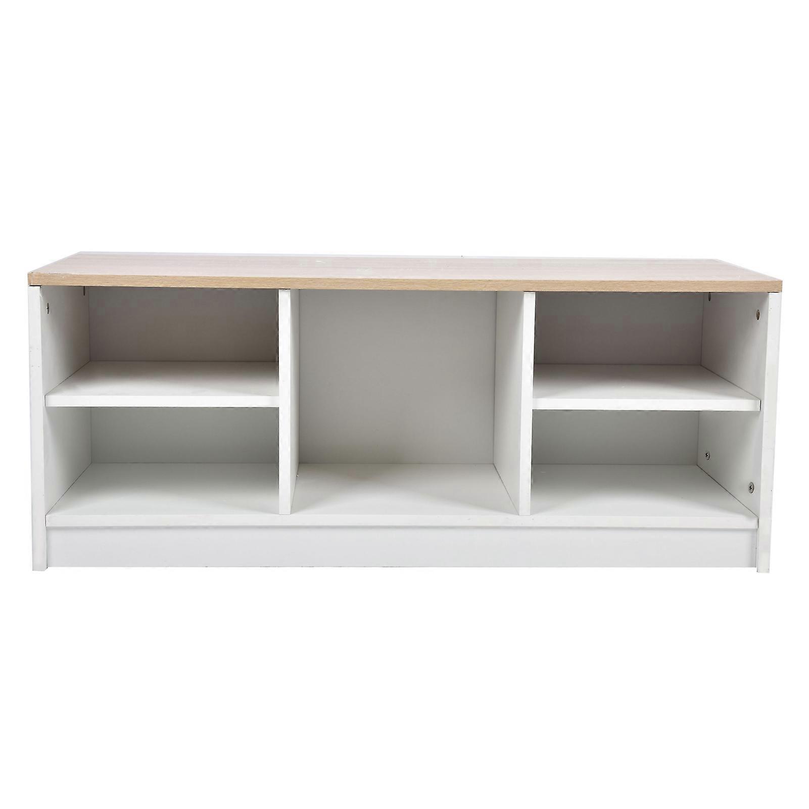 Storage Bench with Seat Shoe Storage Organiser White and Wood Multi-Compartment Wooden Design Sturdy and Functional for Entryway Hallway Bedroo
