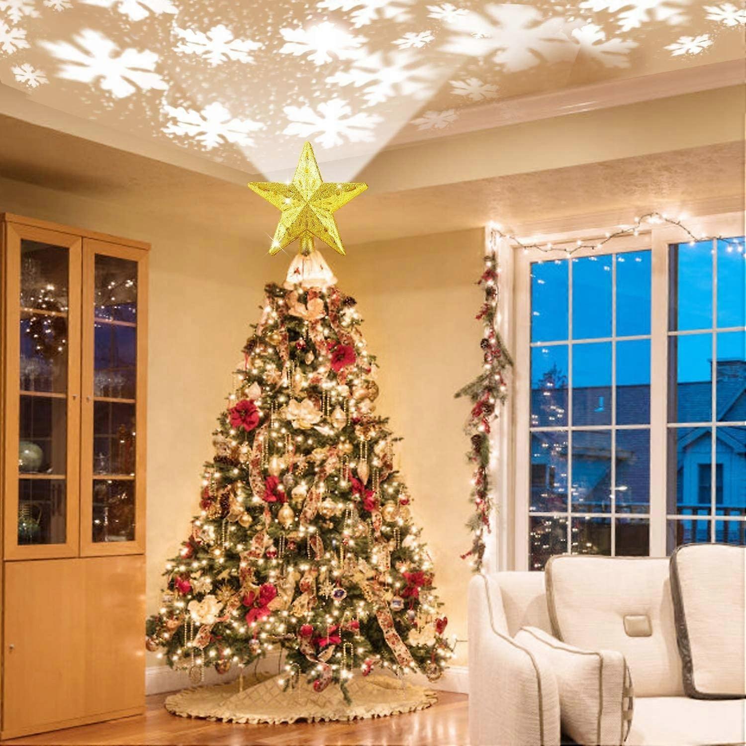 Special Star For Christmas Tree With Golden Led Projector