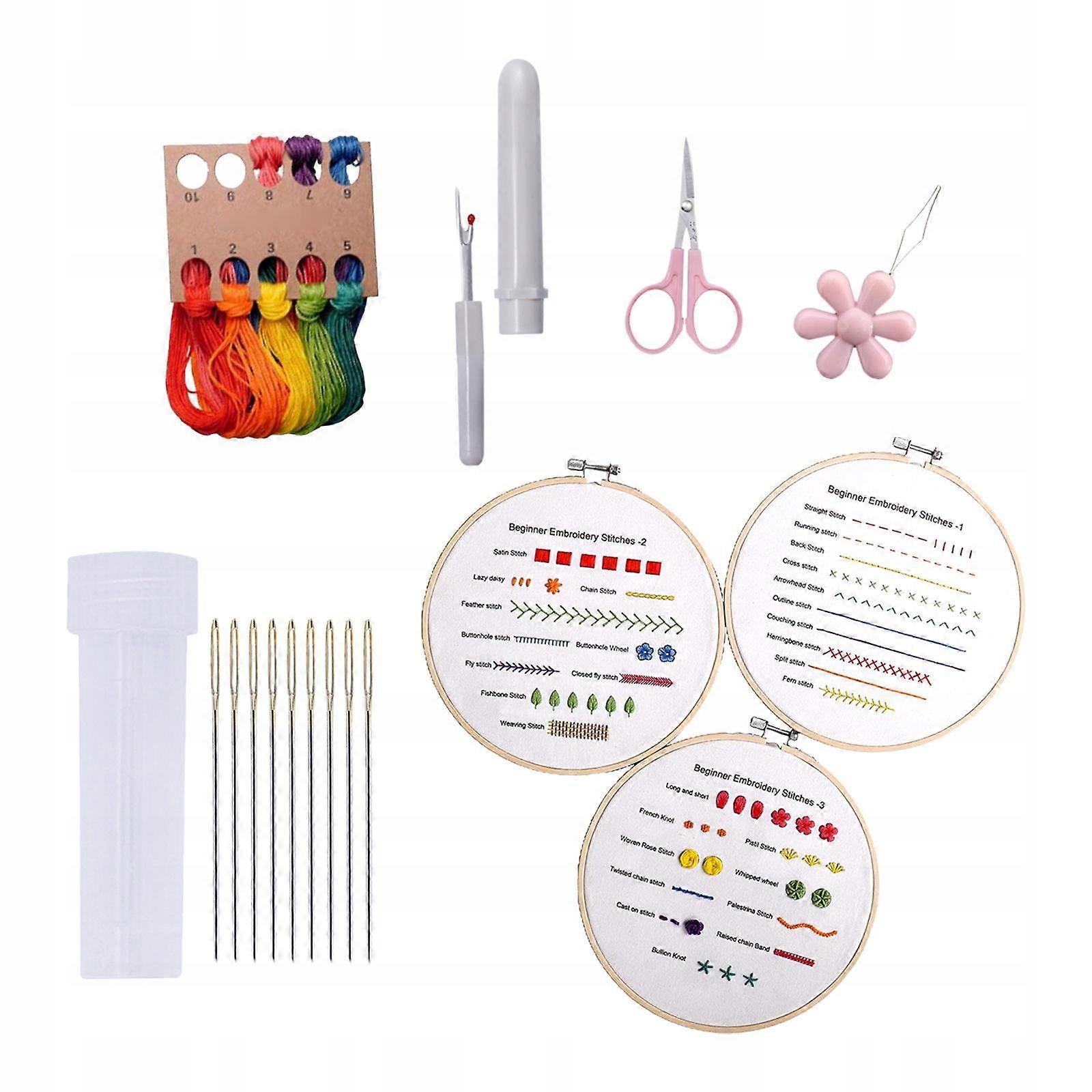 Handmade Embroidery Starter Kit Set With Pattern Including Embroidery