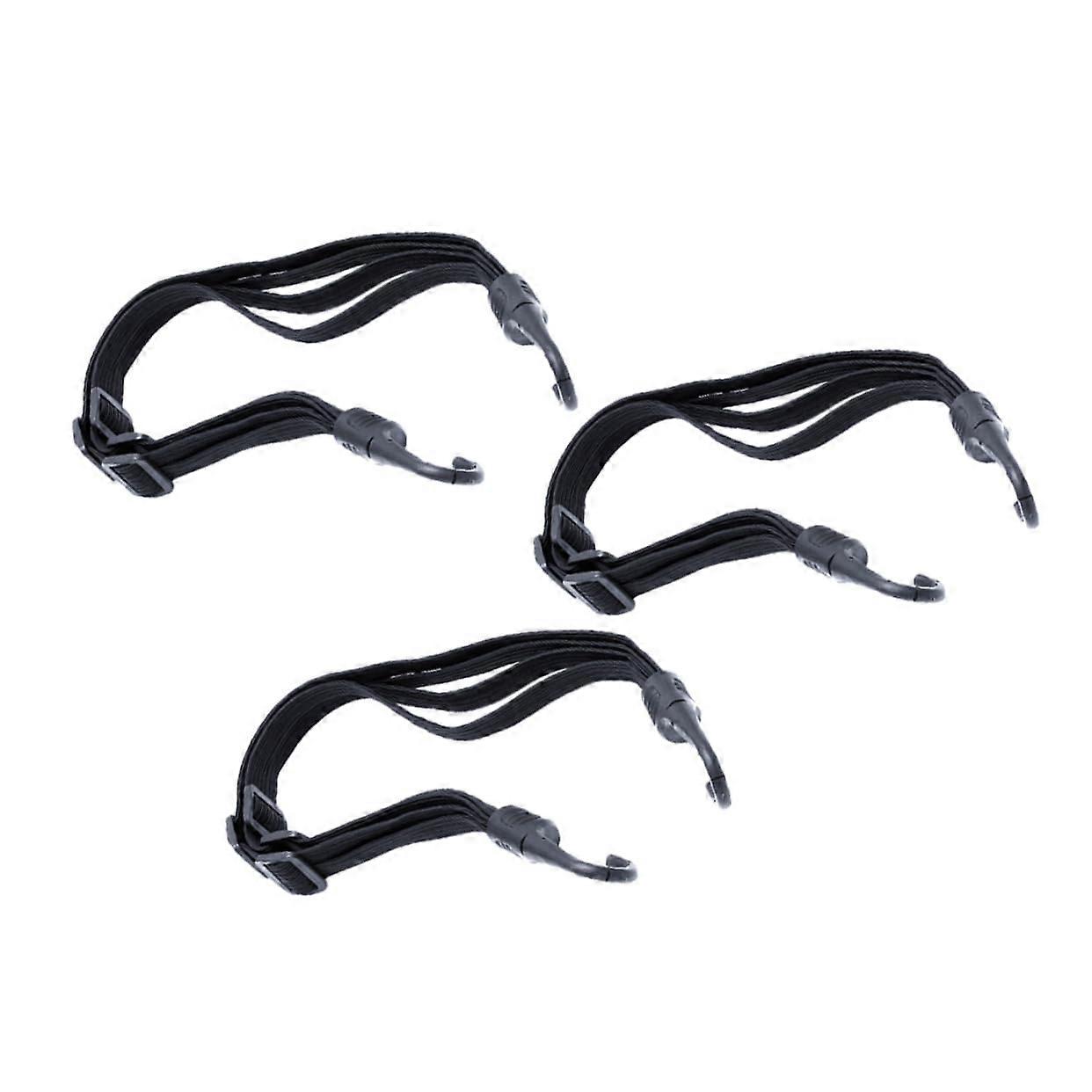 Elastic Rope with Hook - 3pcs Heavy Duty Luggage Straps, 60x2x0.5CM Black Suitcase and Motorcycle Cargo Straps