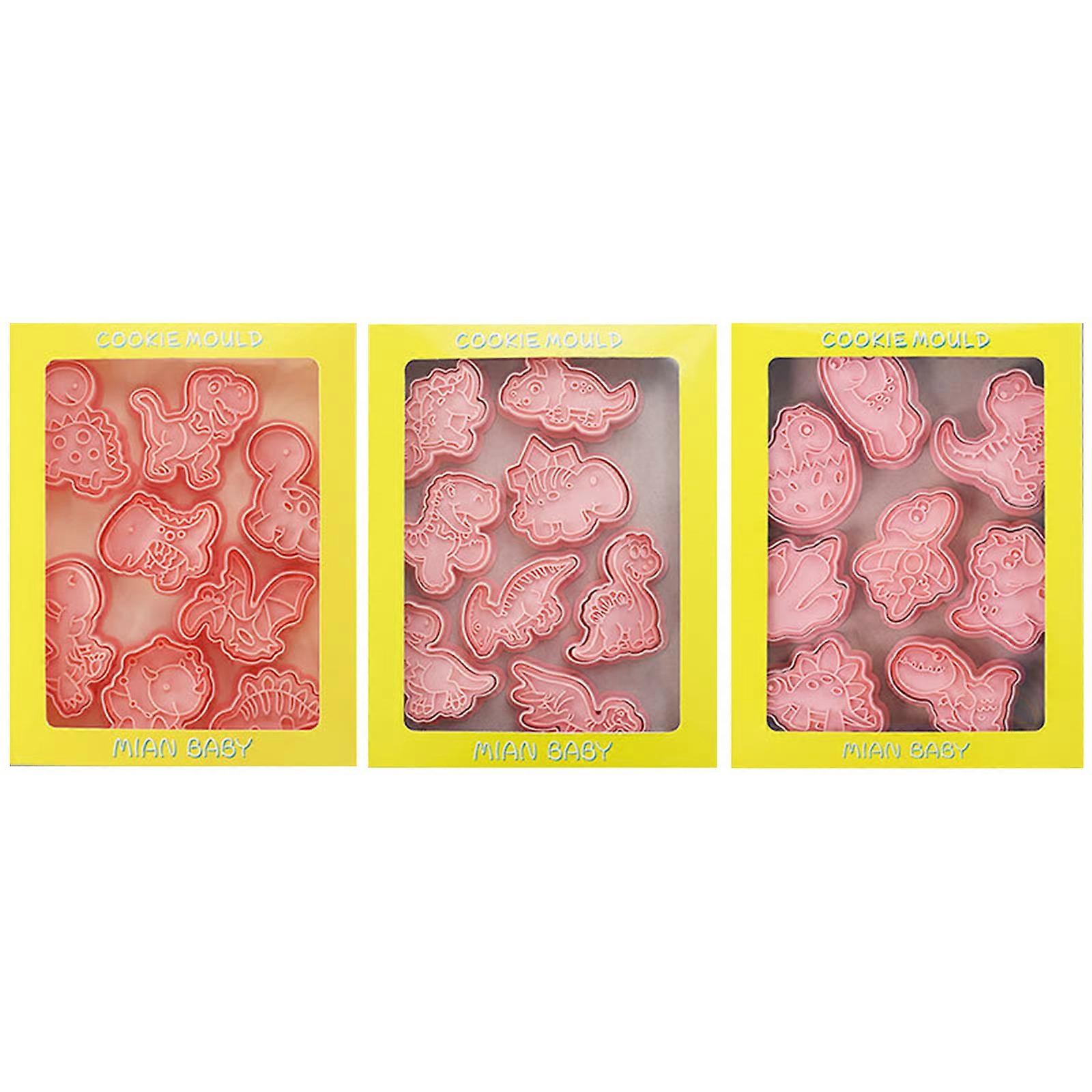 Cartoon Dinosaur Shaped Cookie Cutters Biscuit Moulds Frosting Cookie Cutters PP Material Push-type Cookie Baking Moulds