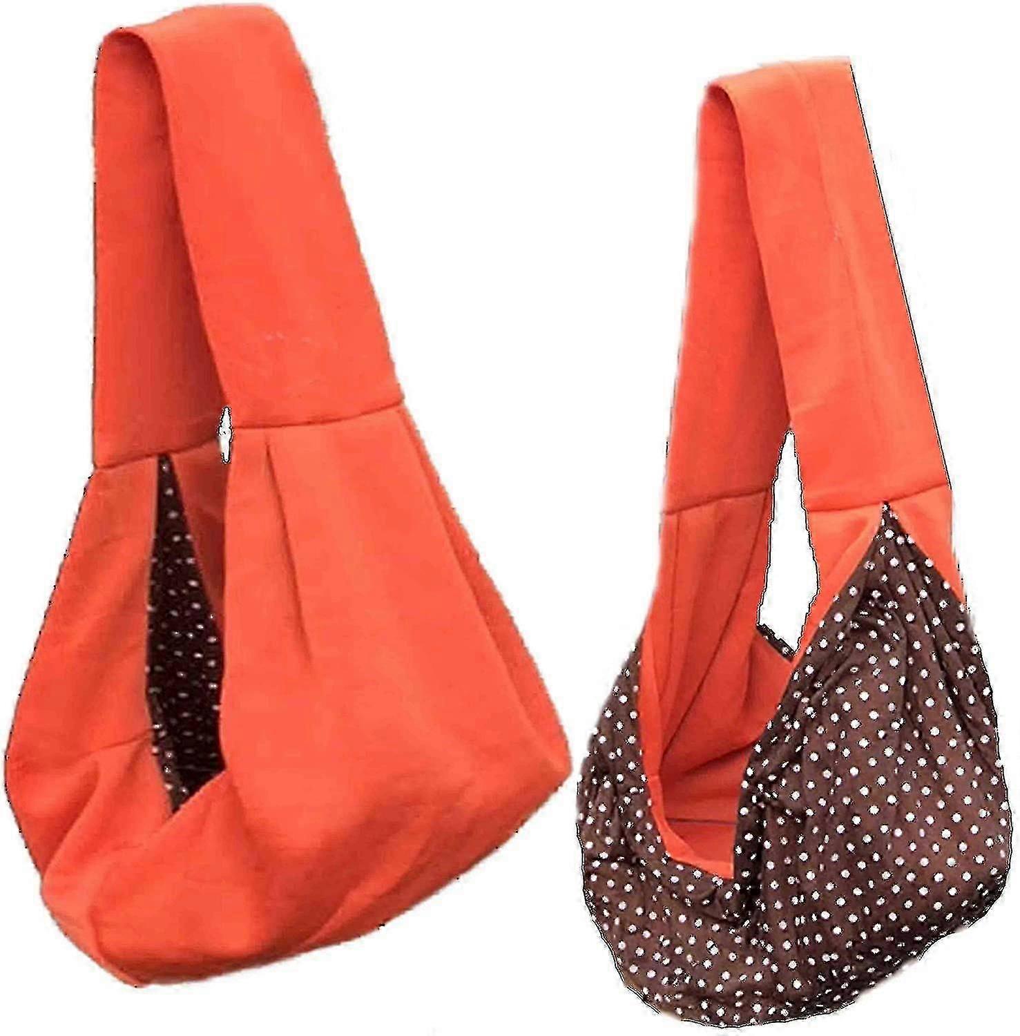 Dog And Cat Suspender Strap, Hands-free Reversible Pet Bag, Soft Bag, Handbag Design (color: Orange)