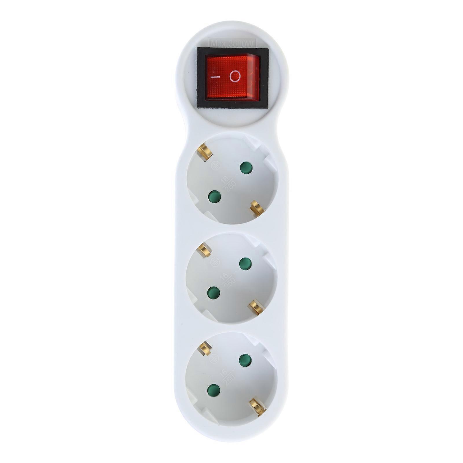 EU Standard 2 Pin Power Socket Round Hole Wall Plug Socket 3 Jack Power Conversion Socket With Outlet Switch Durable