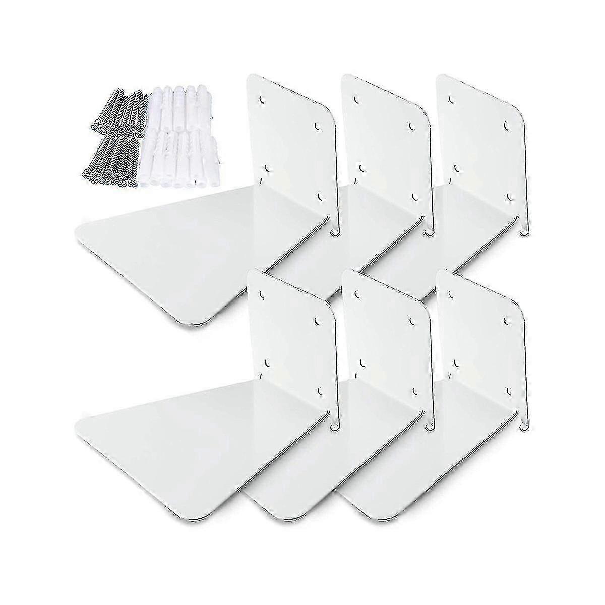 White Wall-Mounted Floating Book Storage Rack Set with Perforated Design