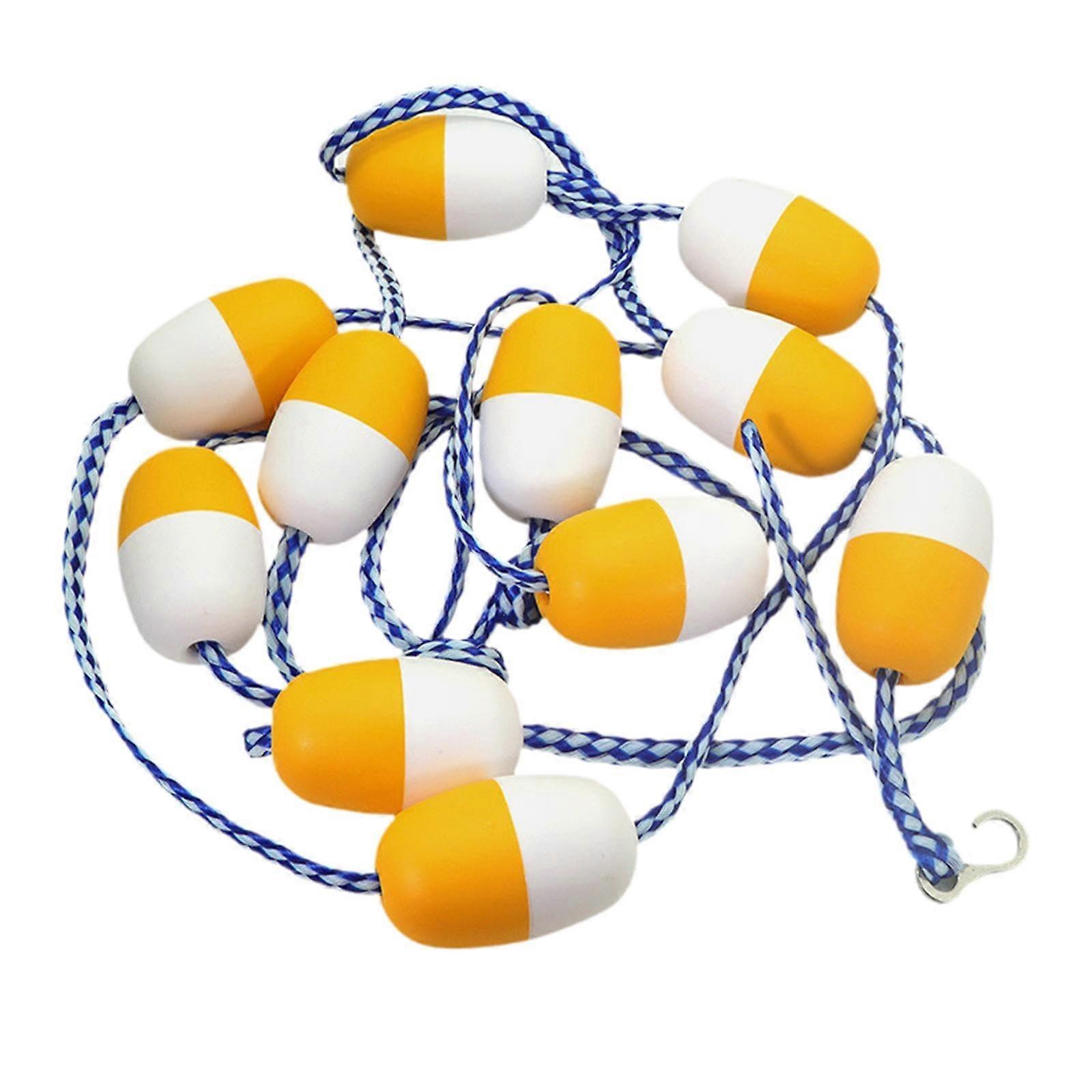 Swimming rope with hook, 5 m, yellow and white