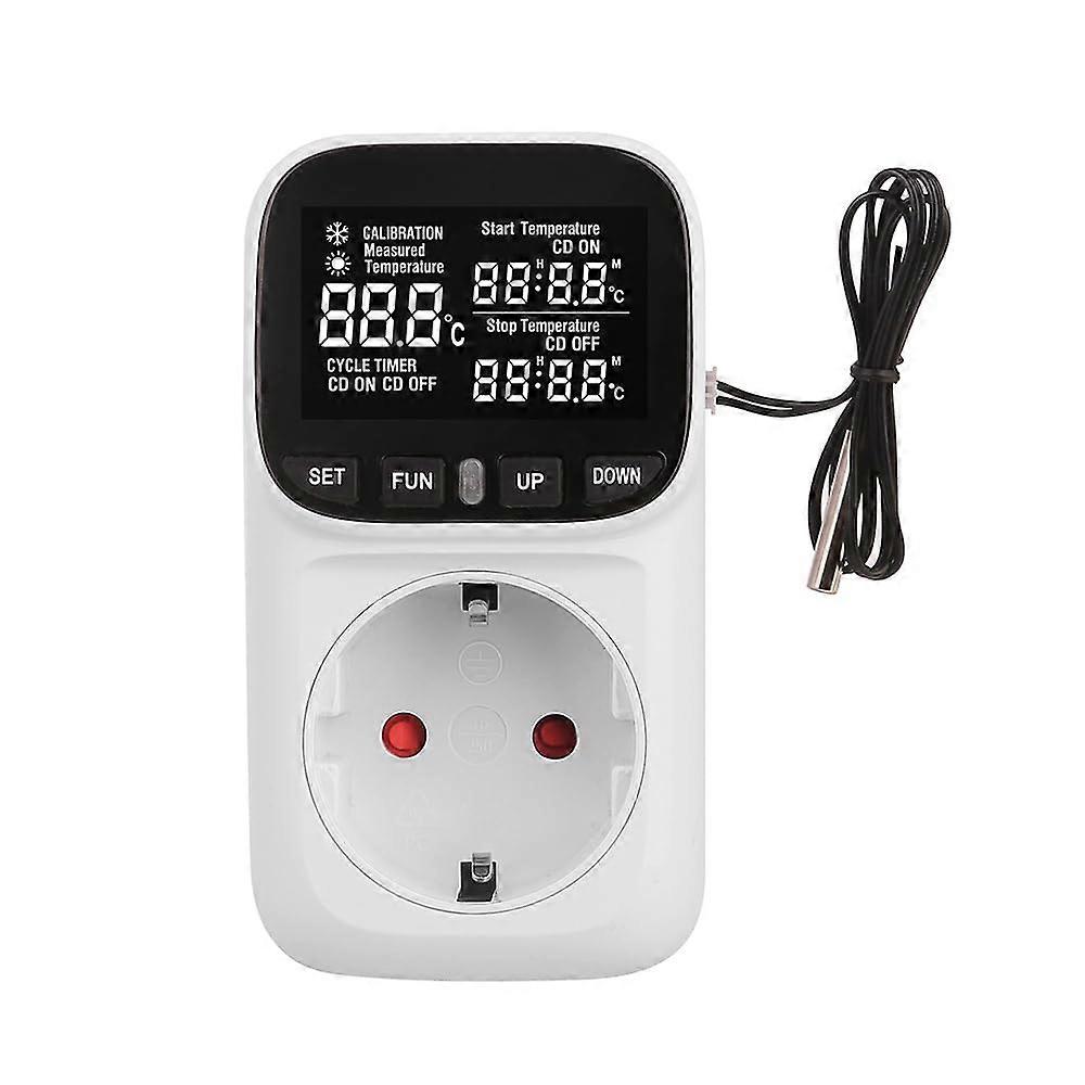 Temperature Controller for Socket, Digital Display, External Sensor, Heating Cooling Modes