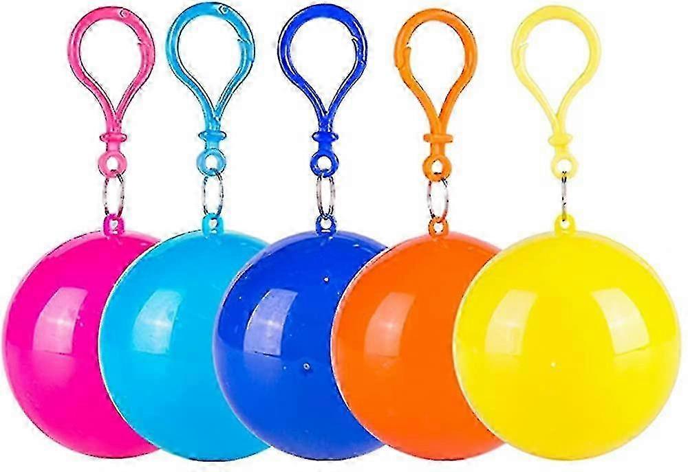 5 Pack Portable Disposable Emergency Raincoats In A Ball For Traveling Camping Outdoor, Multicolor - B