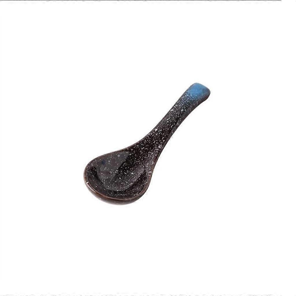 Dessert Spoon Small Spoon Tableware Retro Style Long Handle Ceramic Rice Spoon Large Table Spoon Color A