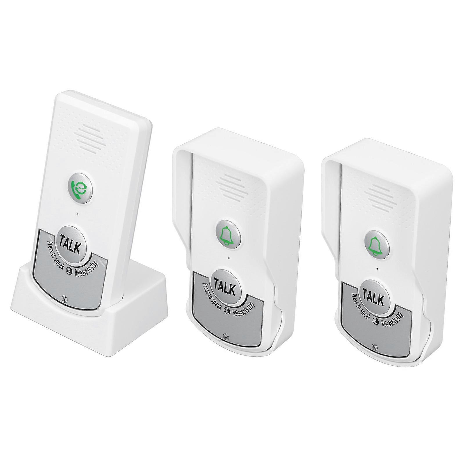 Wireless Voice Intercom Doorbell 410 To 490MHz IP54 Waterproof 1000m Distance Home Doorbell Intercom Kit White 
