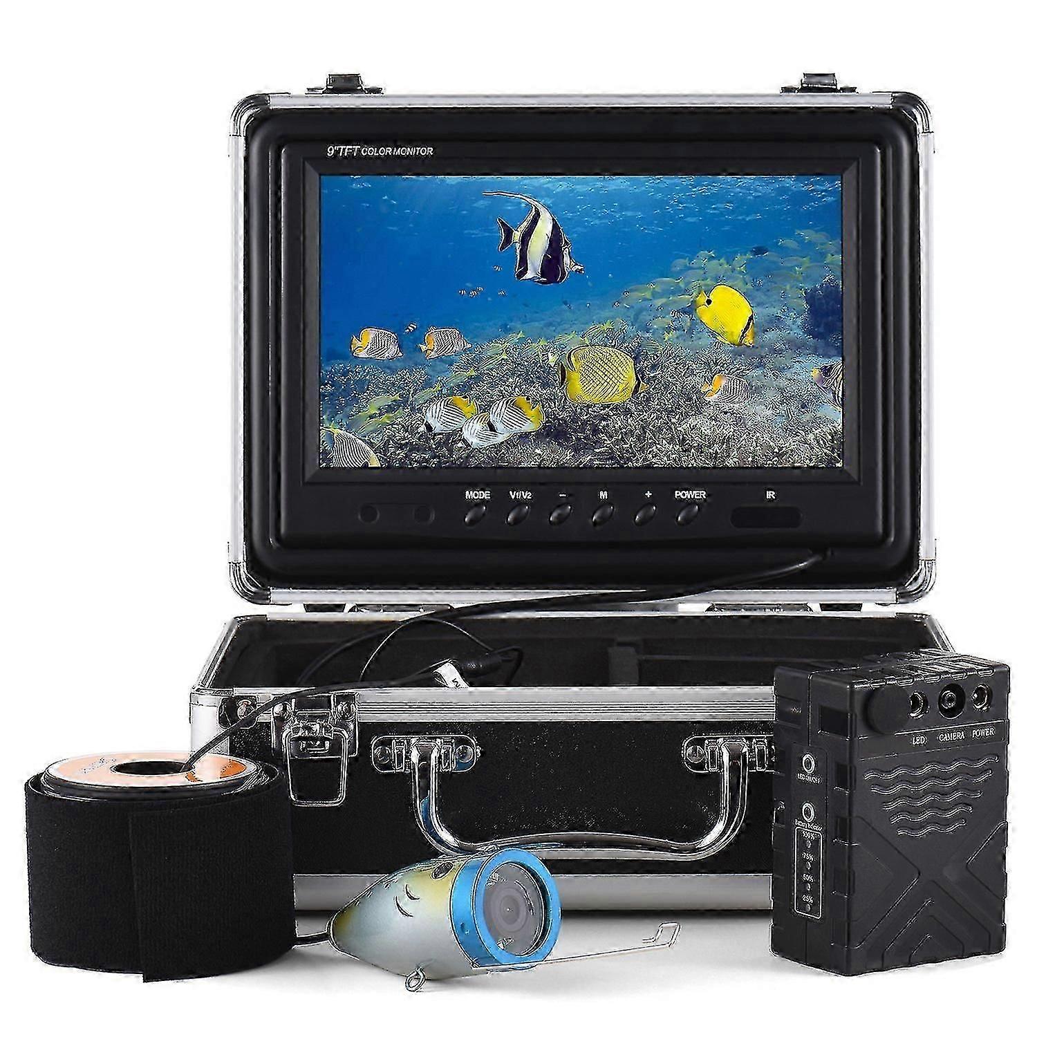 Câmera de Pesca Subaquática 1200tvl Localizador de Peixes com 12 Ir Leds Display LCD de 7 polegadas/9 polegadas 15m/30m/50m Ca