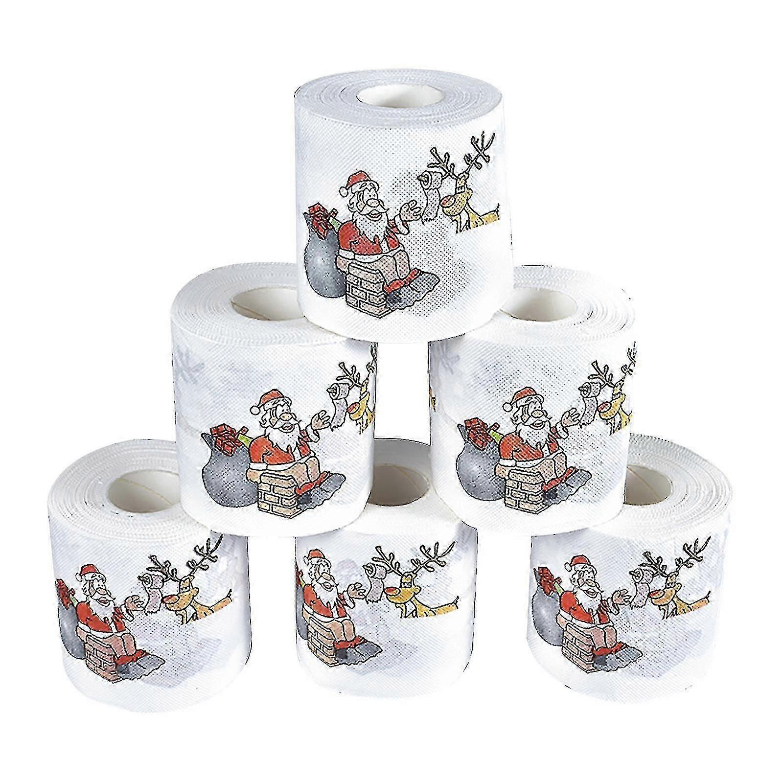 Christmas Pattern Printed Toilet Paper - 8 Rolls for Holiday Decor