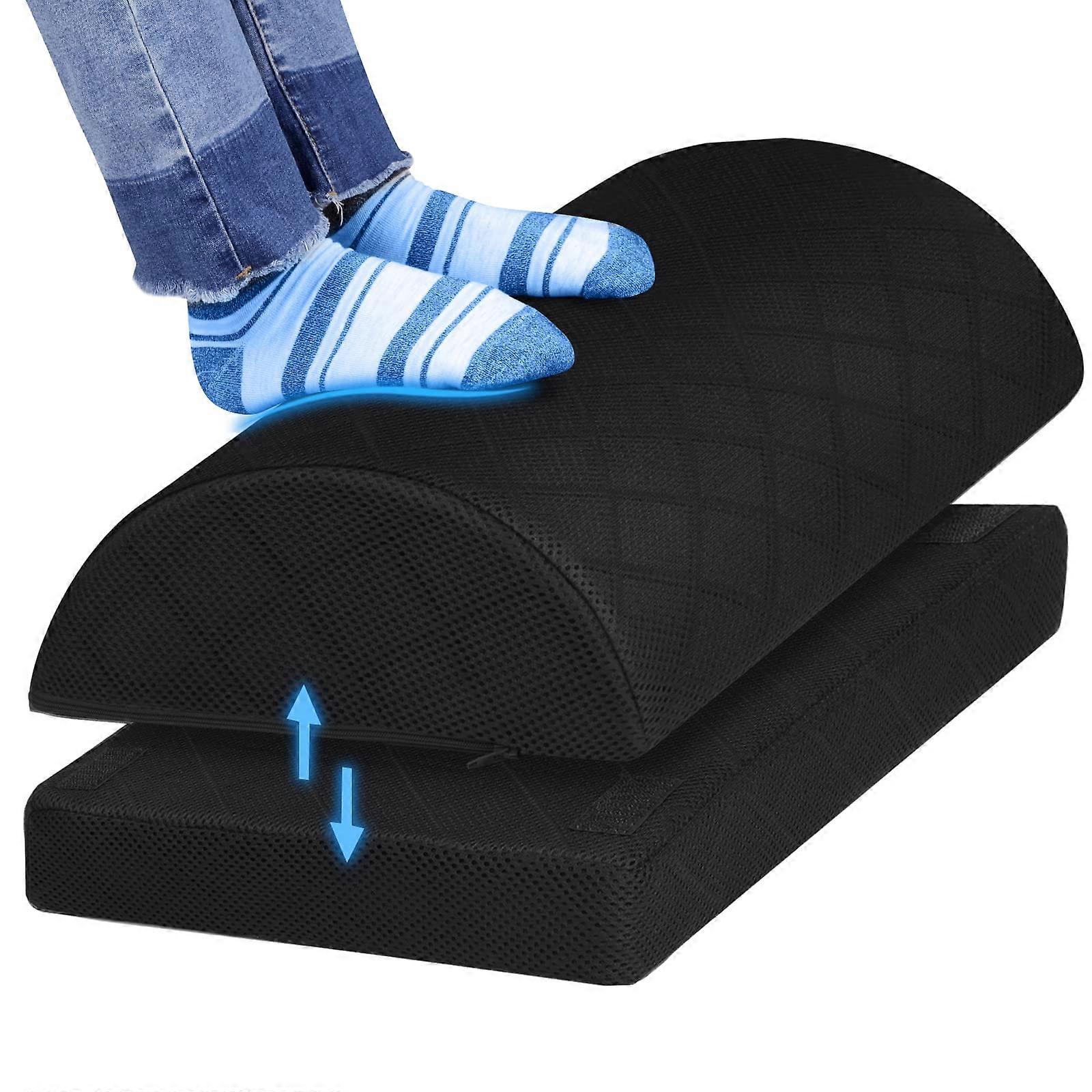 Foot Rest, Desk Gaming Accessories, Comfortable Footrest with 2 Adjustable Heights (Black19.7 in)