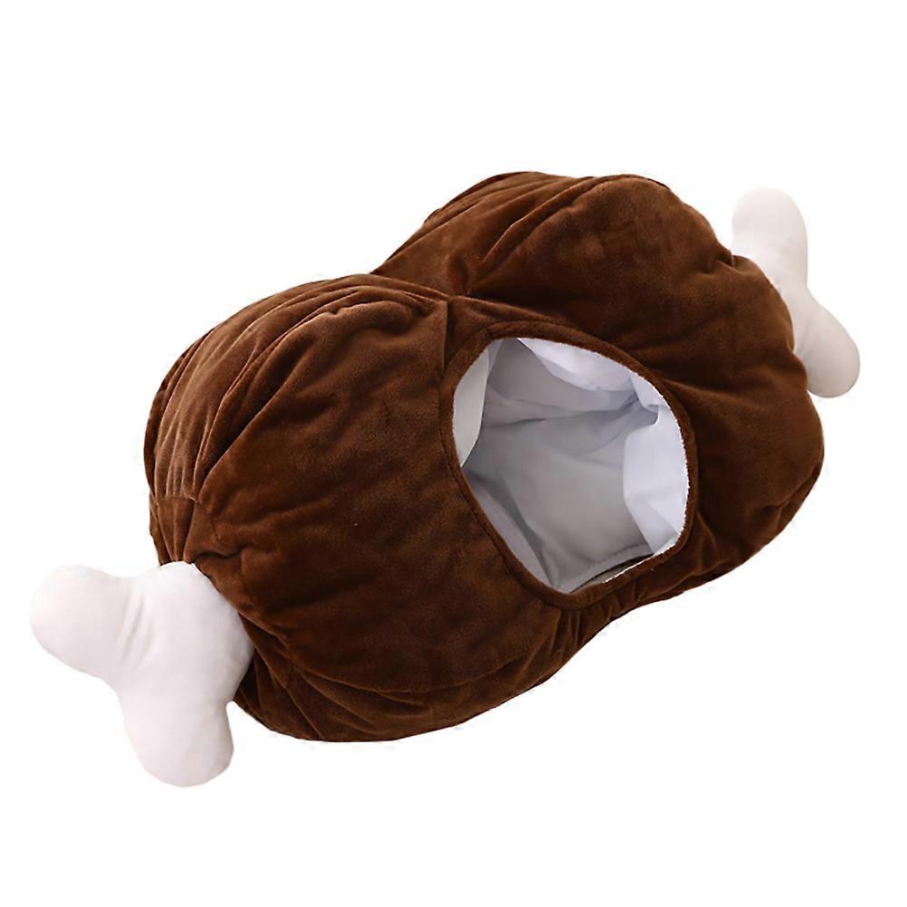 CoffeeColored Cartoon Chicken Bone Shaped Plush Hat for Decoration and Photo Props 1Pc