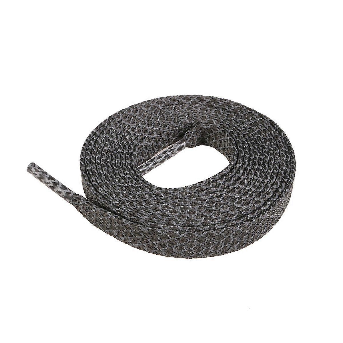 Shoe Strings For Sneakers Reflective Polyester 8mm x 180cm Dark Grey Flat Style 2 Pairs