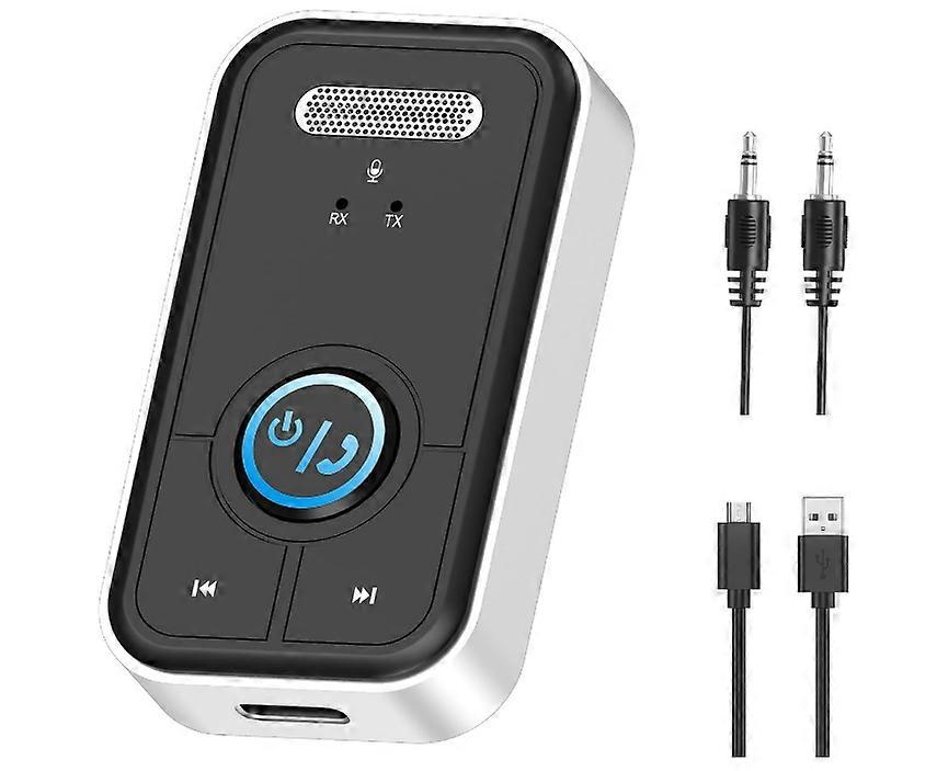 Bluetooth AUX Adapter, Noise Cancelling 3.5mm Aux Bluetooth 5.3 Music Receiver, Supports Hands-Free Calls, Dual Connection, Type-C Charging(Black)
