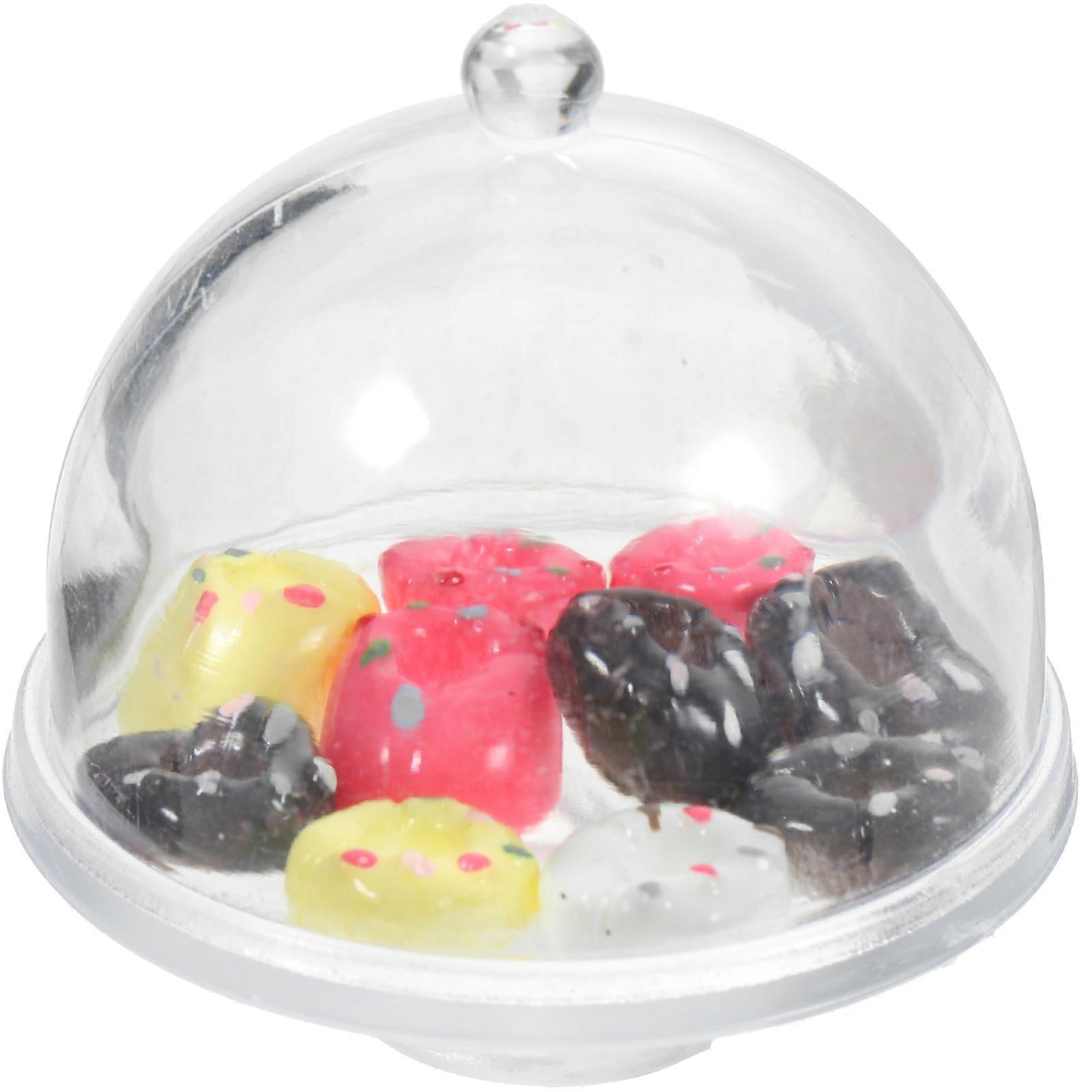 Fake Donut Mini Dessert Donut Decor Miniature Donut with Cake Stand Children Holiday Toy present 3.2X3.2X3.2CM 1Set