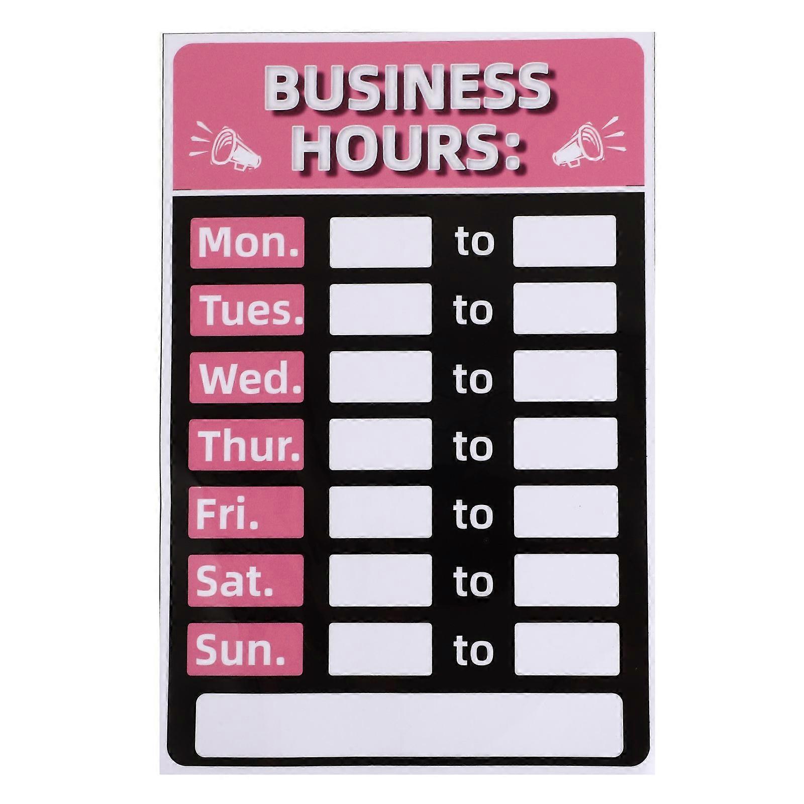 Pink Business Hours Sign with Strong Adhesive for Decor Made of PVC Material Suitable for Bank Office Store