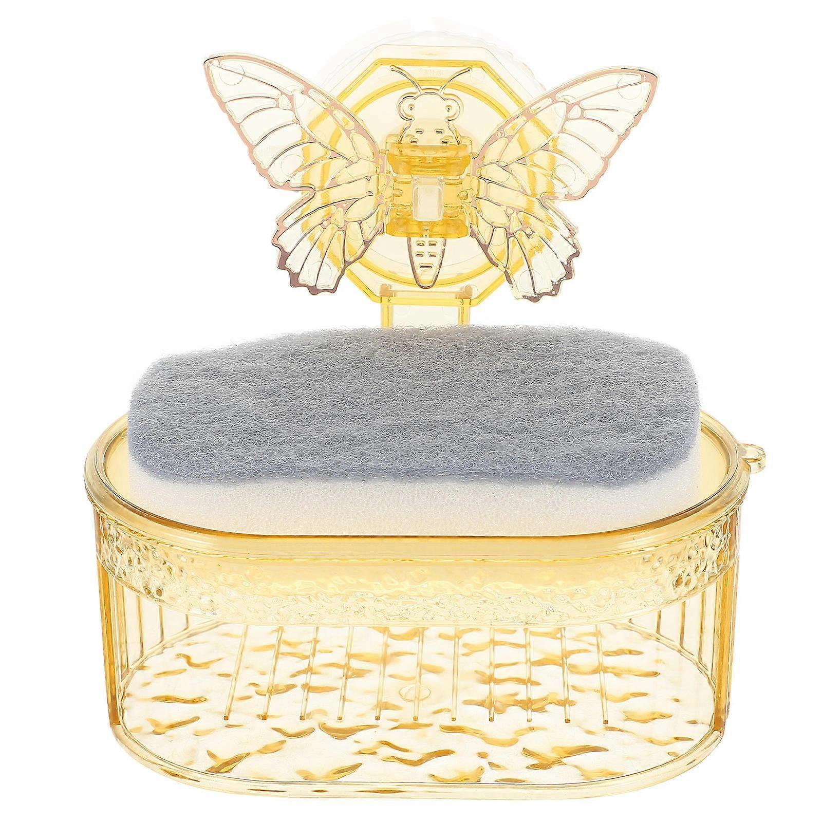 Wall Mounted Butterfly Soap Holder Draining Multi-functional Bathroom Golden 1Set