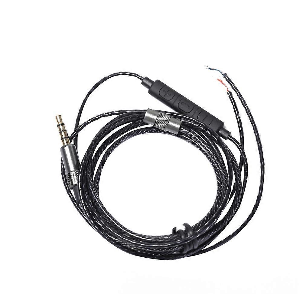 Câble de remplacement d’écouteur bricolage Ligne de câble de réparation d’écouteurs compatible avec Apple et les téléphones 120 * 0,5 cm Noir 1Set