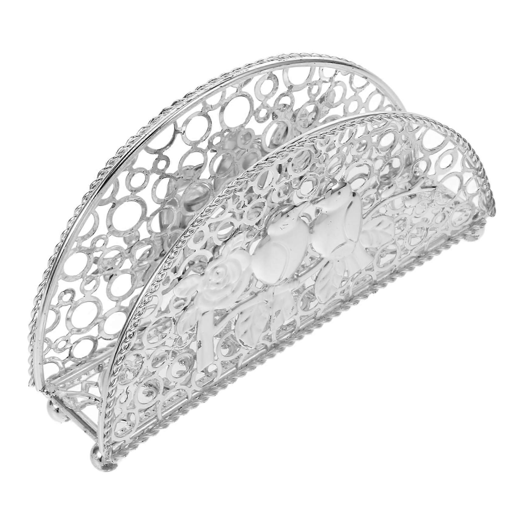 Vintage paper towel holder stand rustic retro napkin with fabric holder tissue holder silver metal Ref: 3997