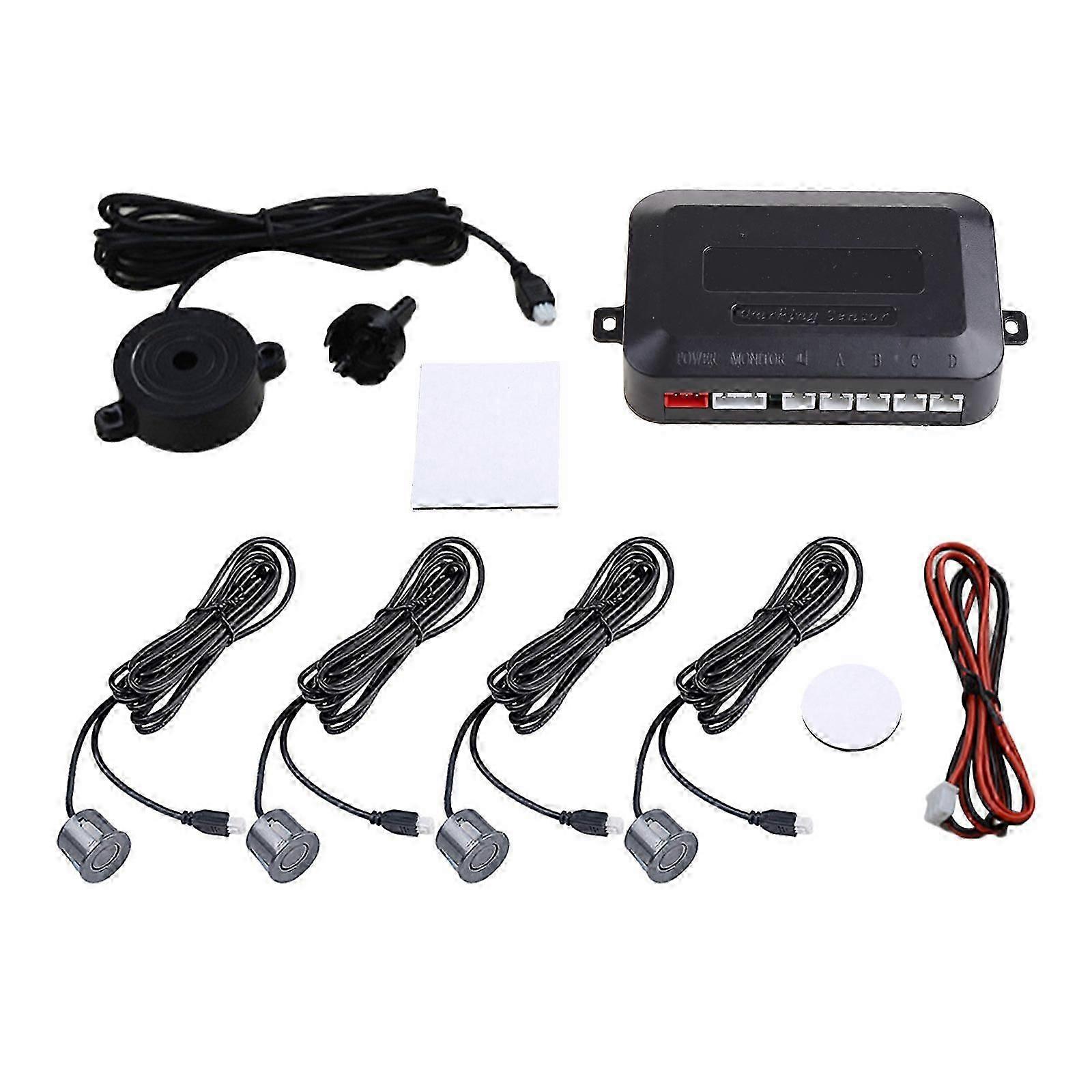 Universal Car Parking Sensor Kit 12V Reversing Backup-Radar Alert Warning Sound Indicator System 4 Probes Beep Detector