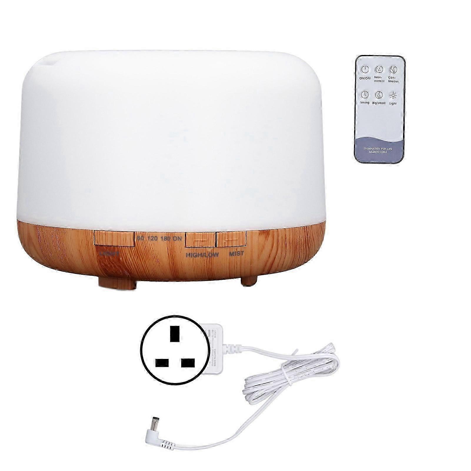 Diffuser Humidifier Remote Control Night Light Wood Grain Aromatherapy Humidifier 500ml 100240V Plug