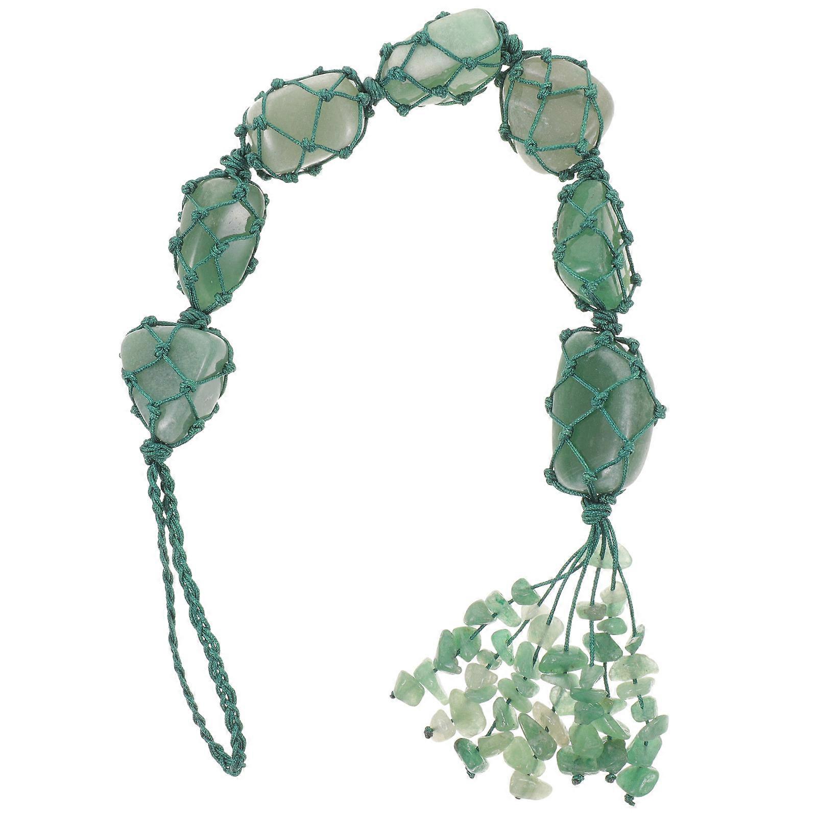 Car Mirror Hanging Ornament Attract Prosperity Decorative Stone Green 26x5cm 1Set
