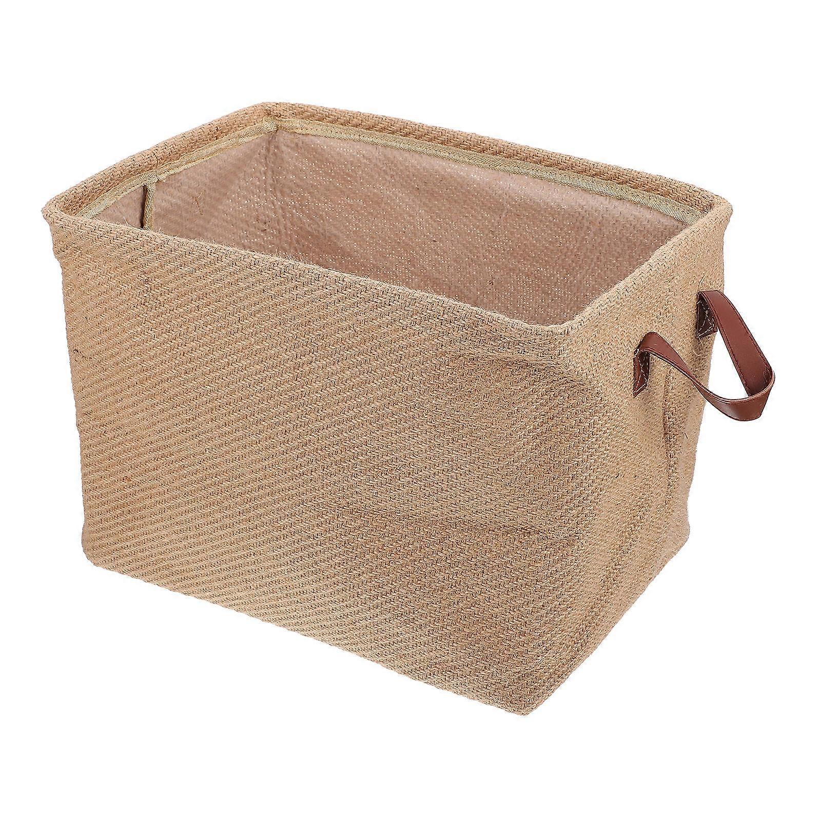 Clothes Storage Basket Jute Storage Case Rectangular Shape Home Storage 1Pc