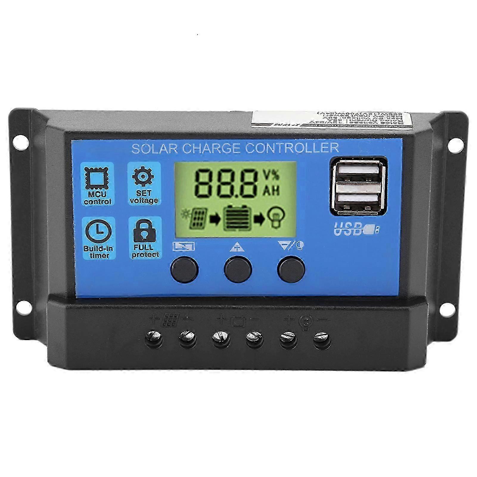 2025 Latest Model 30A Dual USB Solar Panel Charge Controller Regulator LCD