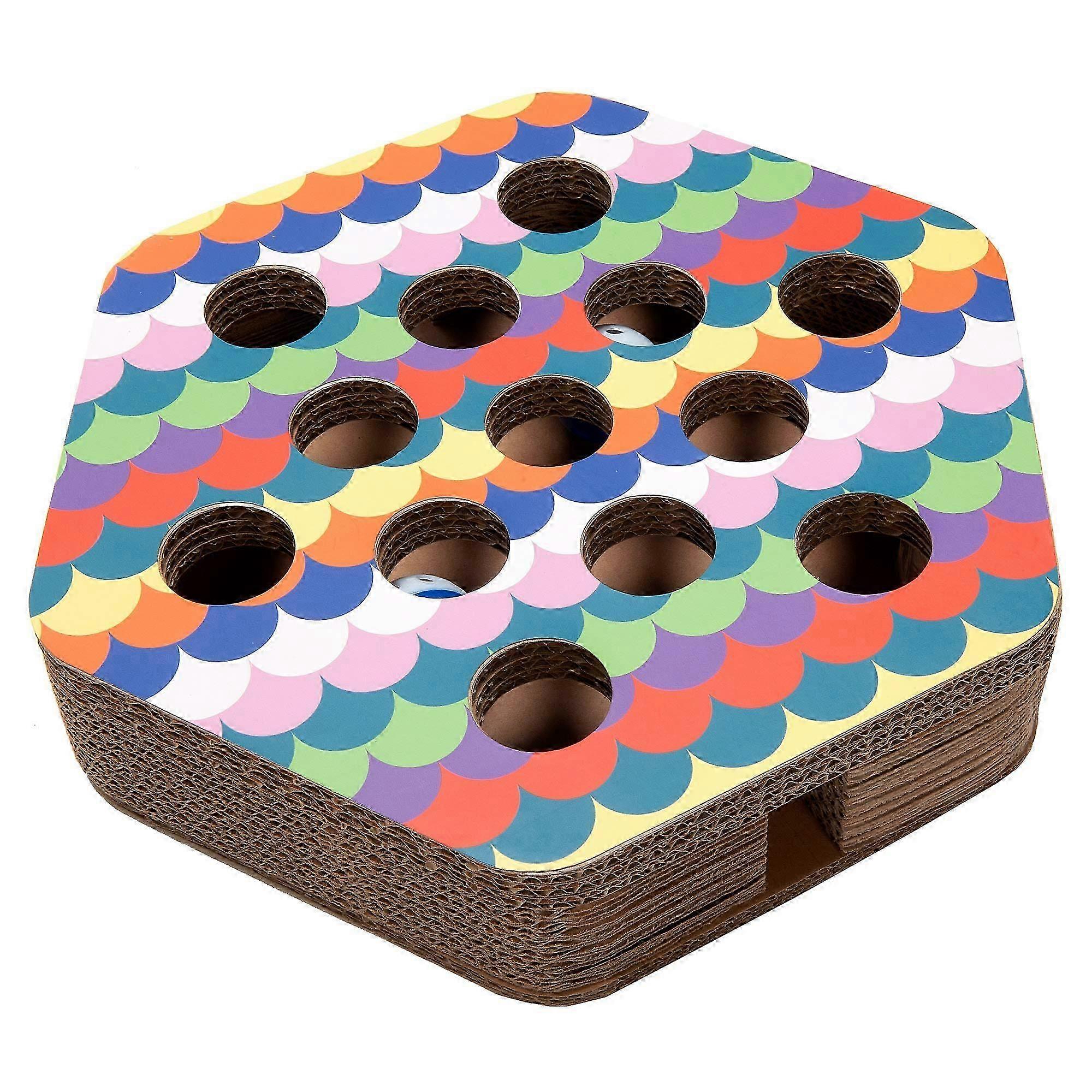 Hexagonal Busy Box Scratcher Toy for Indoor Cats, Suitable for All Sizes