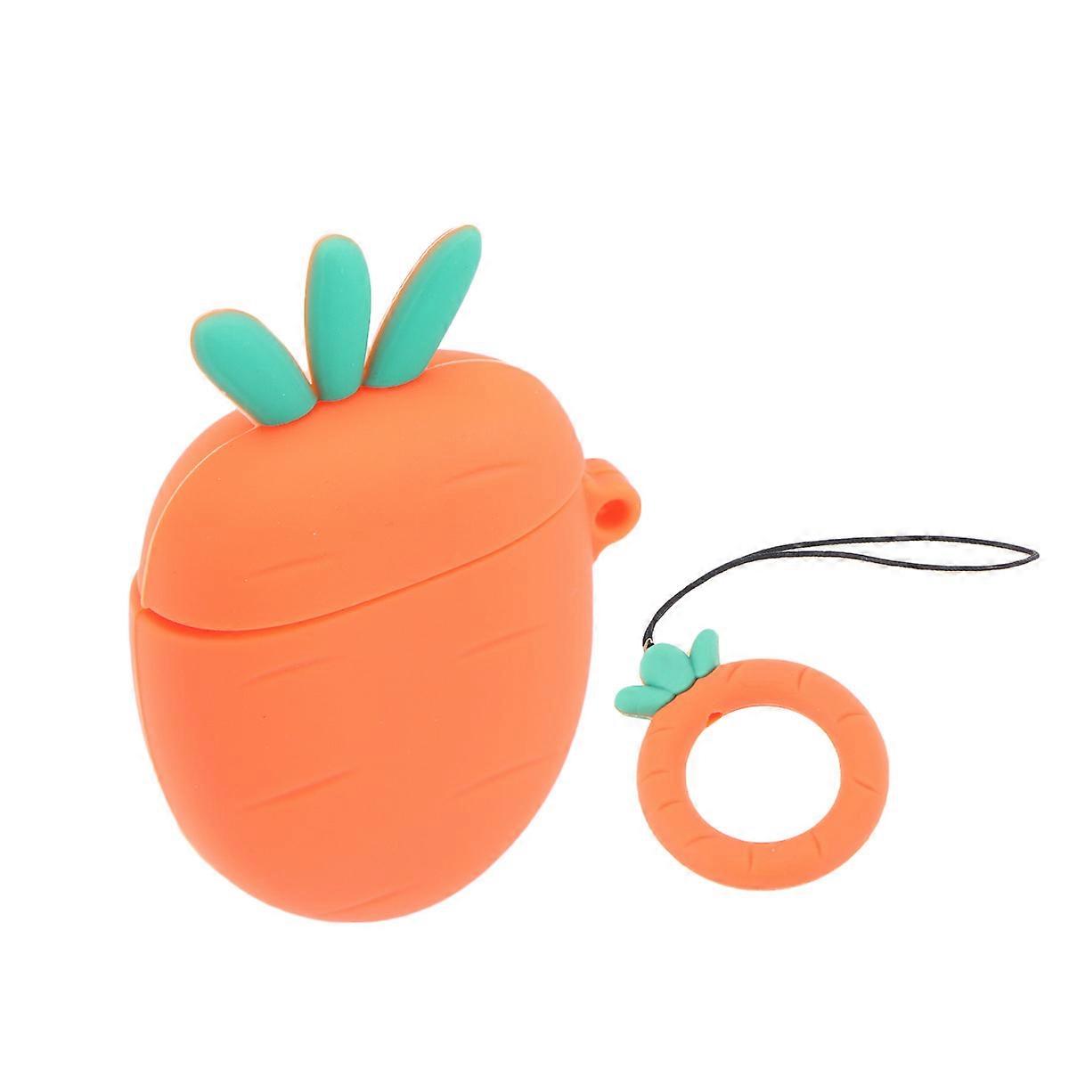 Wireless Earphone Case Cover Carrot Shape Scratch Proof Young Boys 3.5X2.4X0.8in 1Set