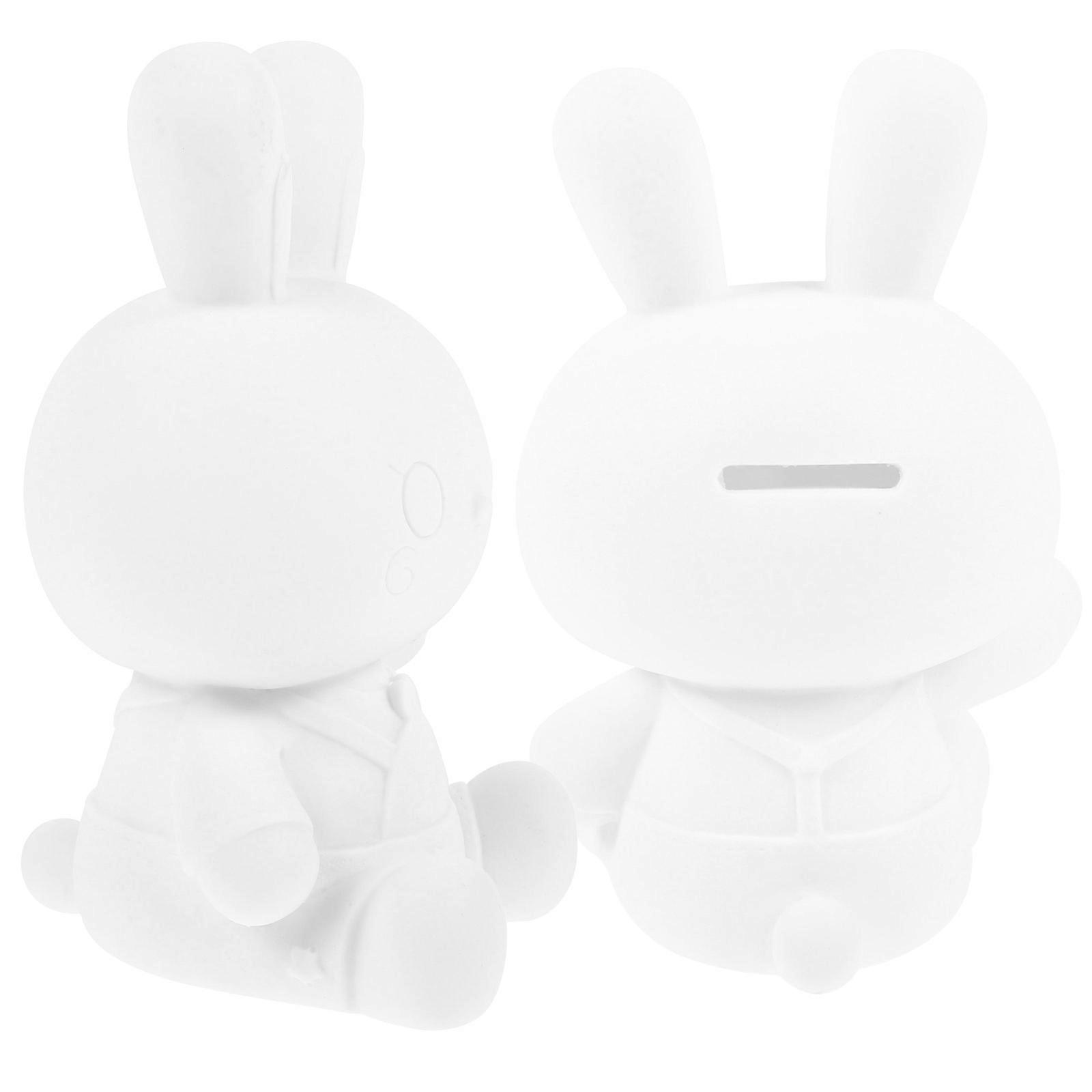 Bunny Piggy Bank DIY Paintable Rabbit Coin Jar 2Pcs for Coin Storage Use