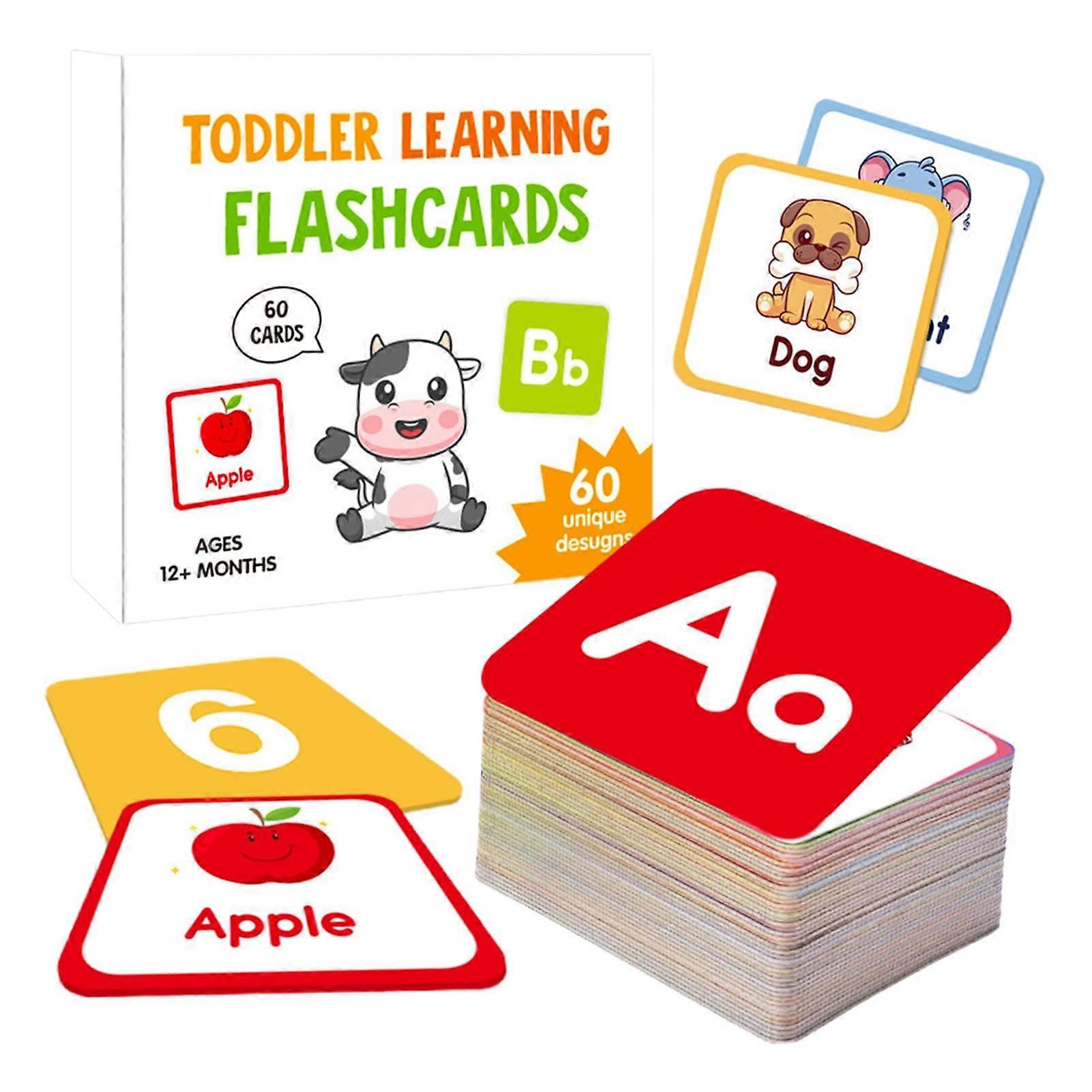 Number Cards for Kids, Double-Sided Learning Cards for Shapes and Numbers, Educational Toddler Cards, Set of 60
