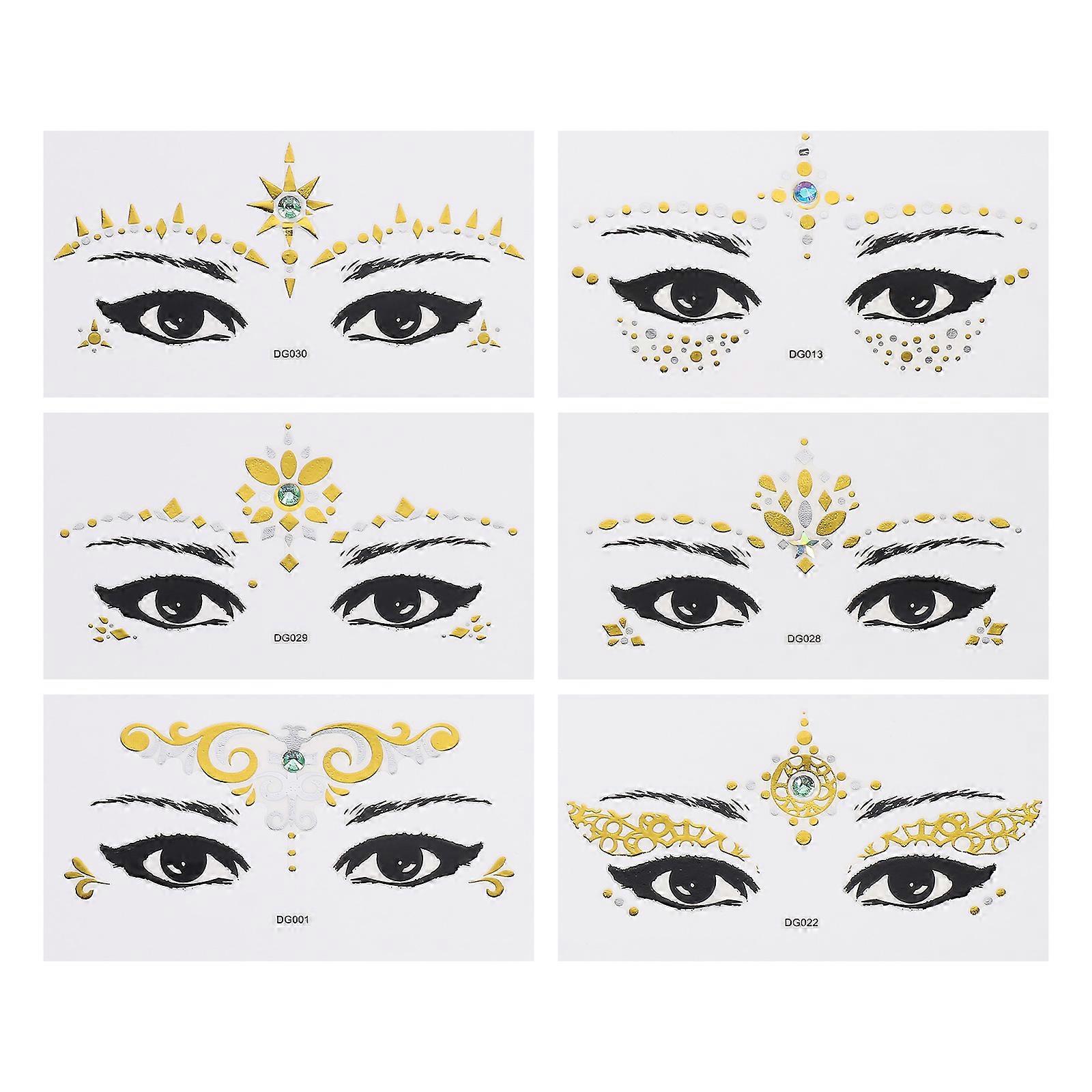 6pcs Halloween Eye Makeup Stickers, Temporary Face Decals for Parties, Masquerades, Festivals, Costume Events, and Photo Shoots – Easy Application,