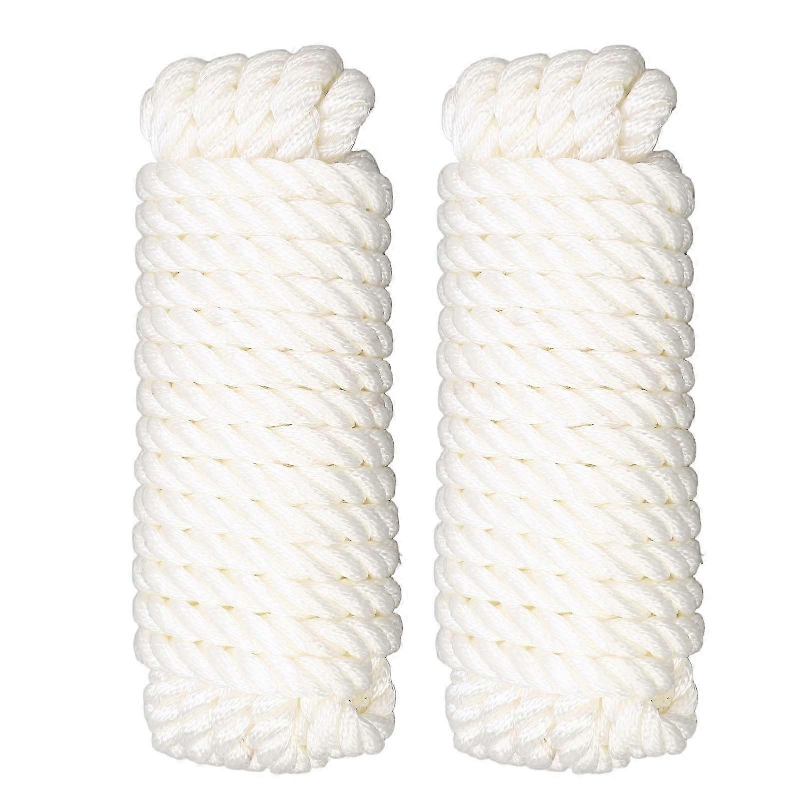 2pcs Mooring Rope 1/2in Diameter 25FT Length Double Braid 1900LBS Working Load Limit Dock Line