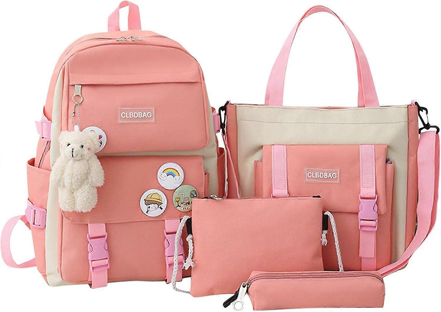 4-Pack School Backpack Combo Set, Tote School Bag Backpack Student School Bag (pink)