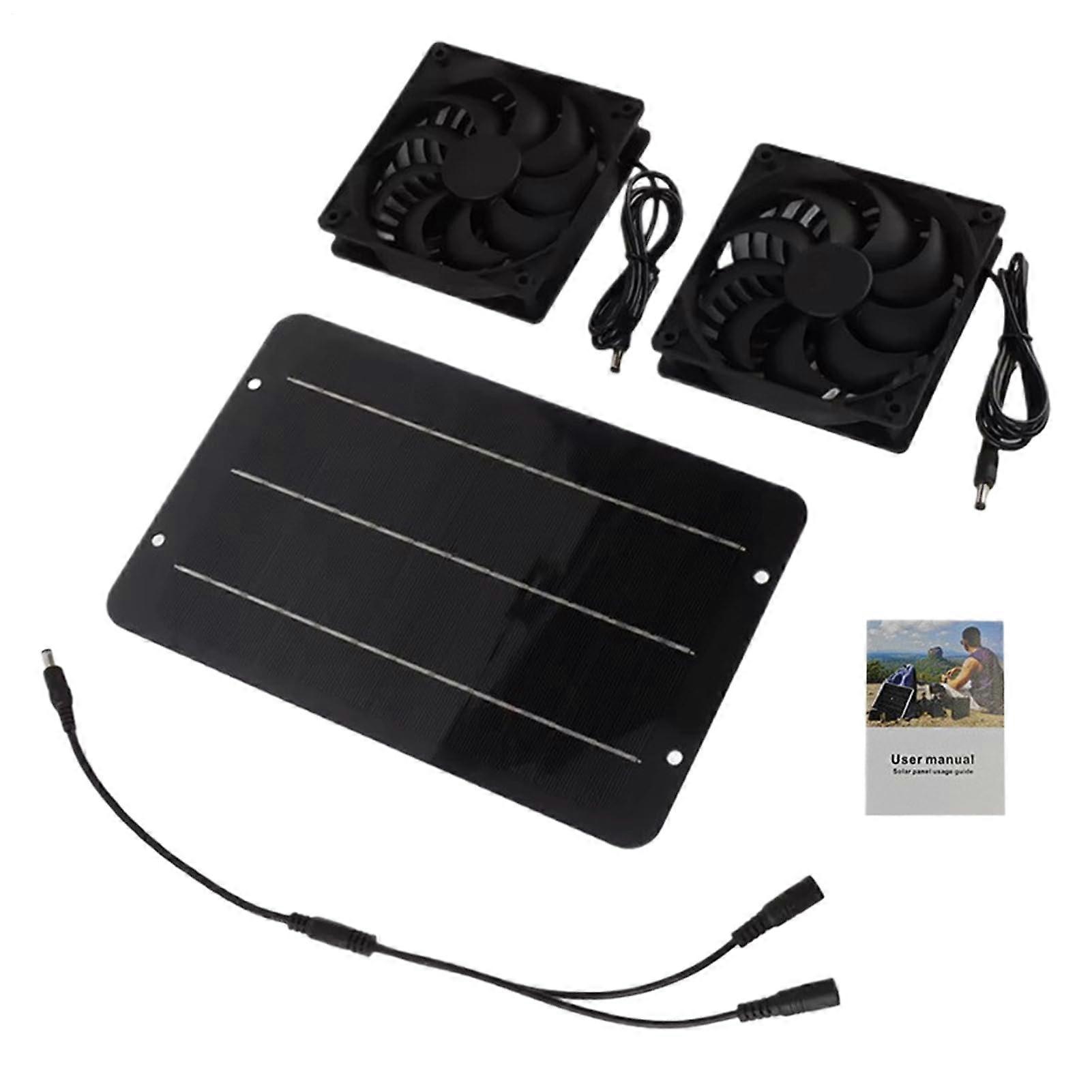 Solarpowered double fan for chicken coop Ventilation for camping, motorhome