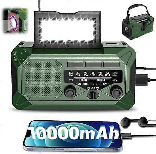 10000mAh Emergency Hand Crank Radio with LED Flashlight, AM/FM NOAA Portable Weather Alert Radio, Solar Powered Radio with Phone C SZRH A-D