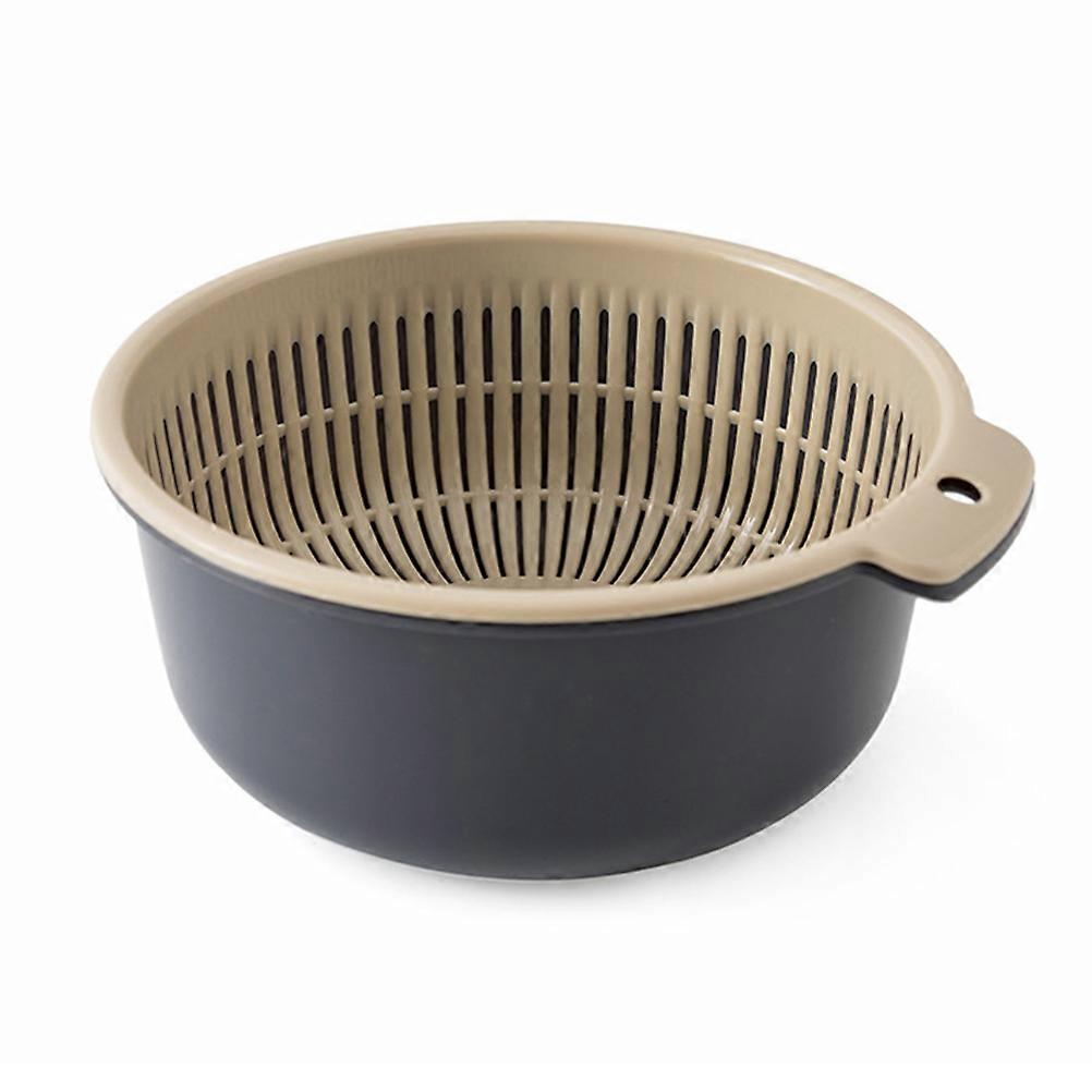 Kitchen Multi-Purpose Basket Double-Layer Washing Drainer for Fruit Vegetable Rice Kitchen Use Plastic 1Pack