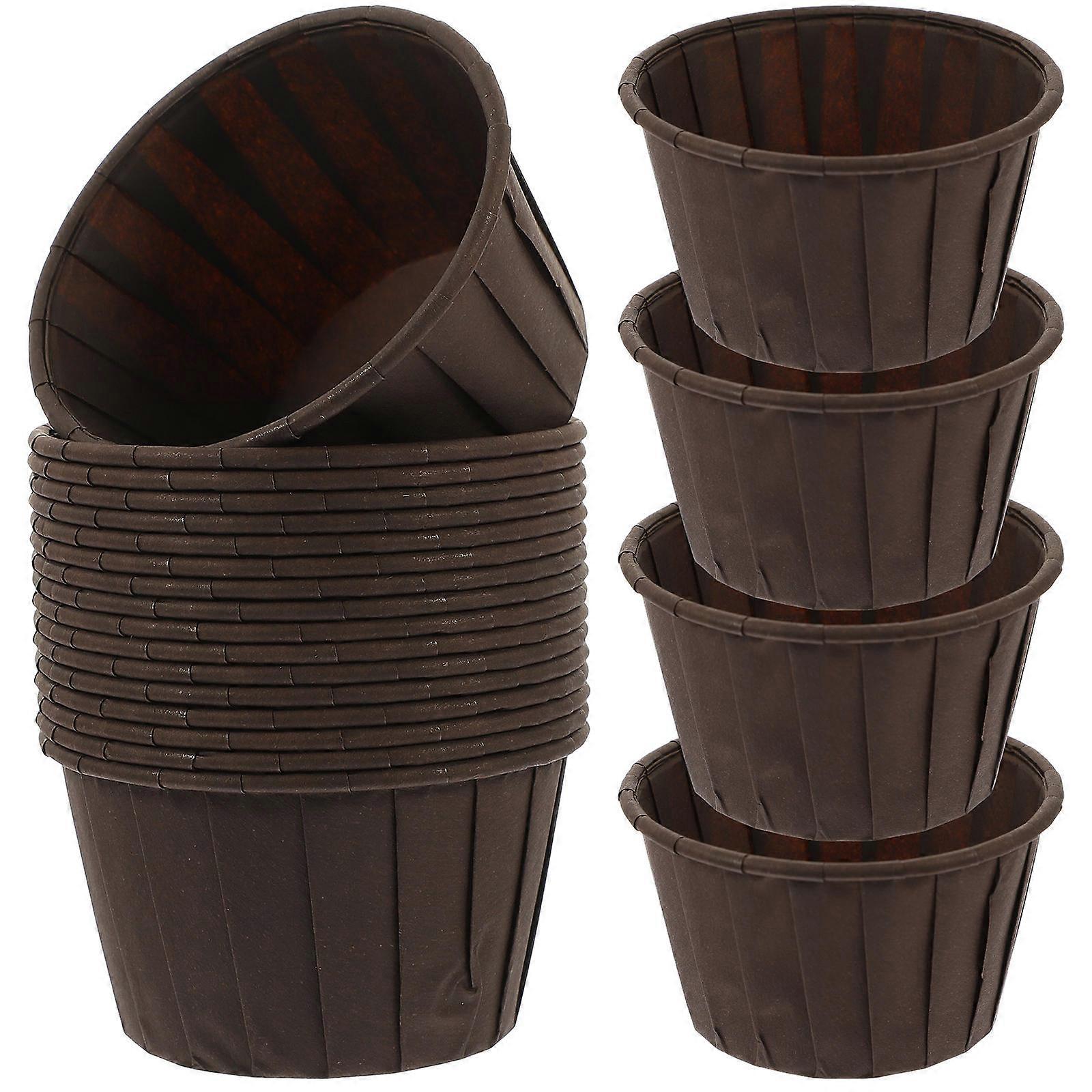 Greaseproof Baking Cups Coffee Color 6.8X5CM Round Shape Celebrations 50Pcs