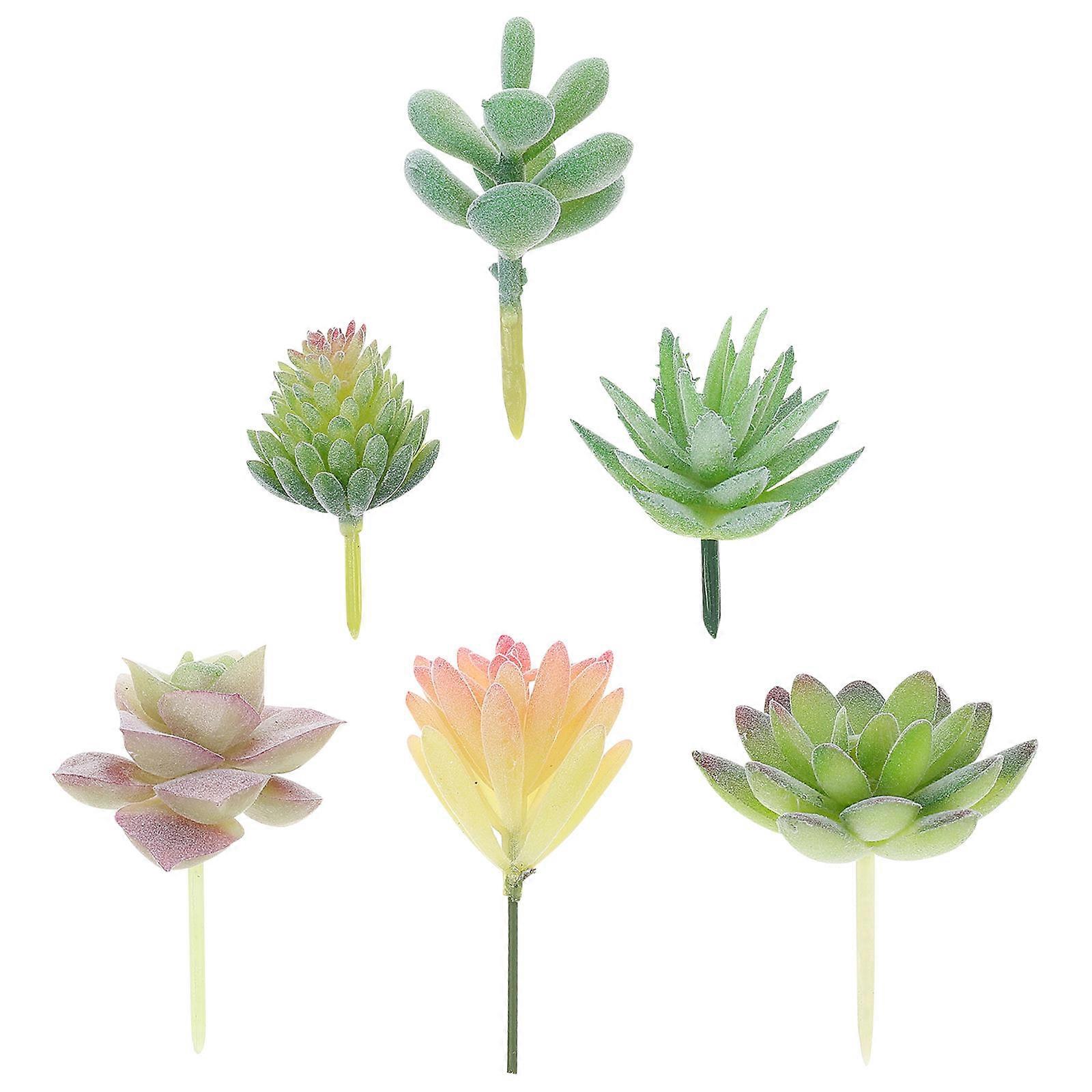 Fake Mini Succulent Artificial Succulent Plant Theme Party Synthetic Material Flocking 6Pcs