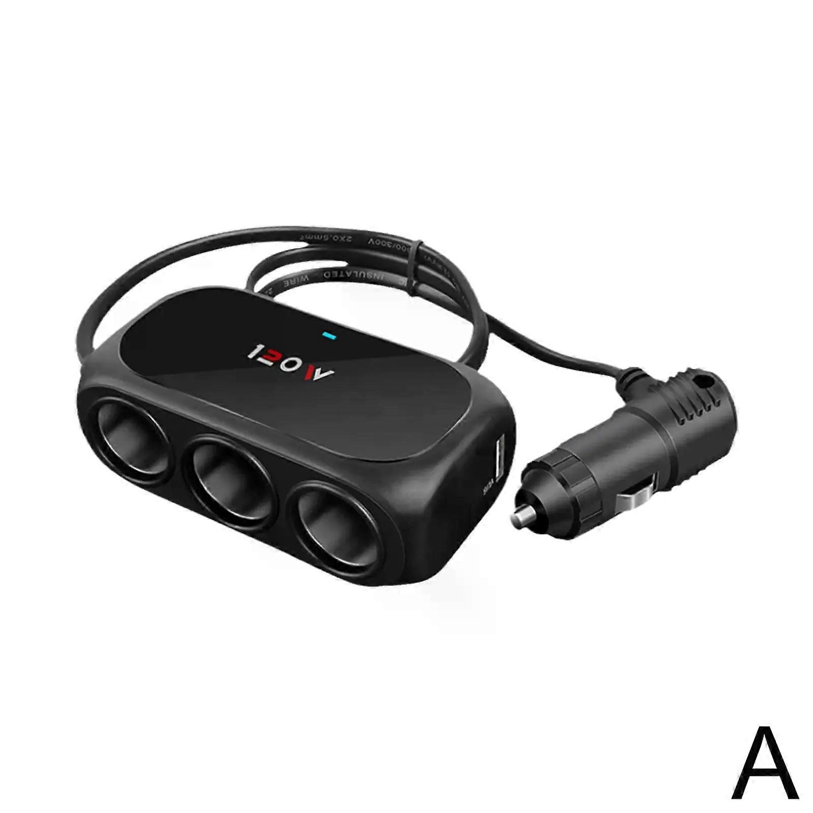 Universal 12v 24v 3 Way Cigarette Lighter Multi Socket Auto Dual X5x0 Parts Car Adapter Usb Black Splitter Charger Abs Inte V5U5