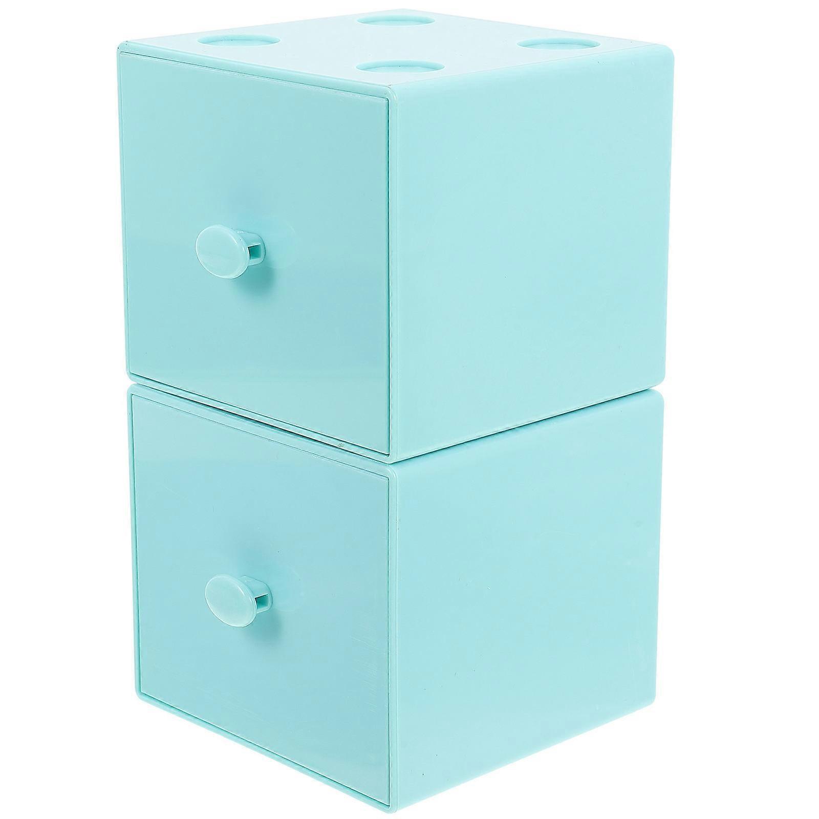 Makeup Organizer Countertop Storage Box Organizer Drawers Dustproof Stackable Sky- .40X9.10X8.30cm Home Use 2Pcs