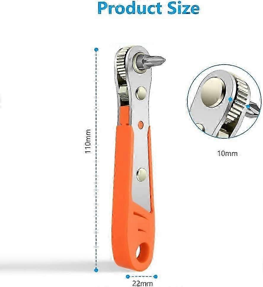 Mini Ratchet Wrench, Right Angle Phillips Magnetic Screwdriver for Awkward Spaces, with 1/4 Inch Drive High Torque Offset Reversible Mini Ratcheting O