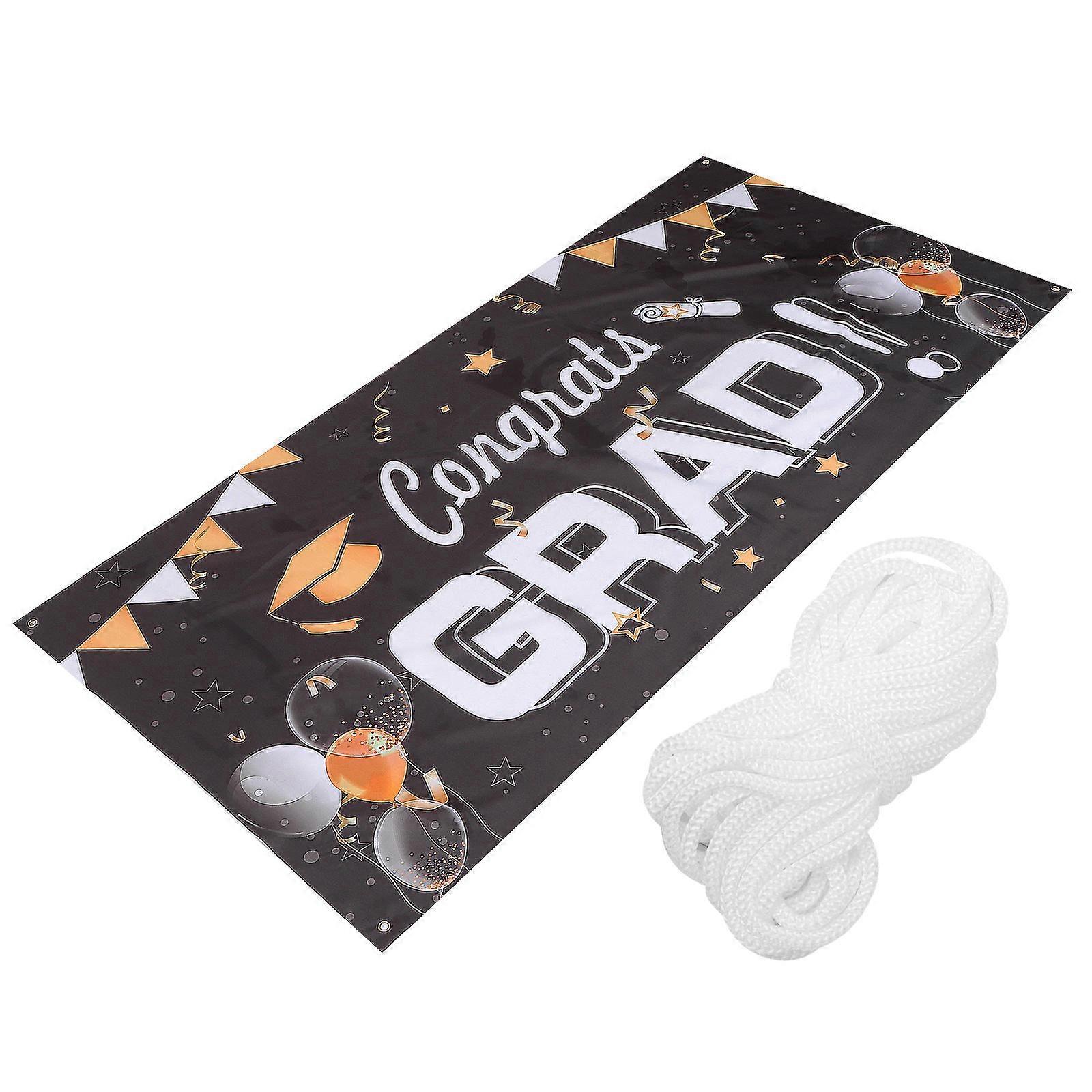Black Graduation Banners Party Backdrop Decor for Photo Prop 1pc Polyester Pongee