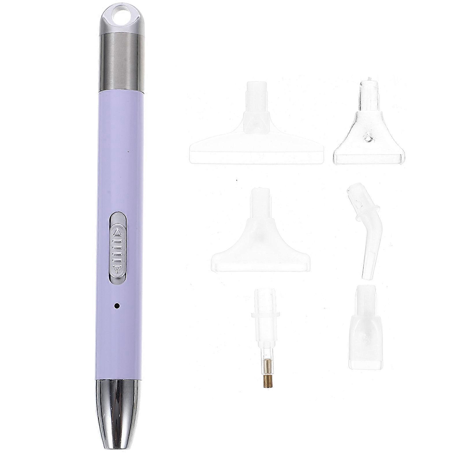 USB Rechargeable Diamond Art Picking Pen with Interchangeable Tips for Nail Gems and Detailed DIY Projects – Ergonomic Design, Elegant Purple