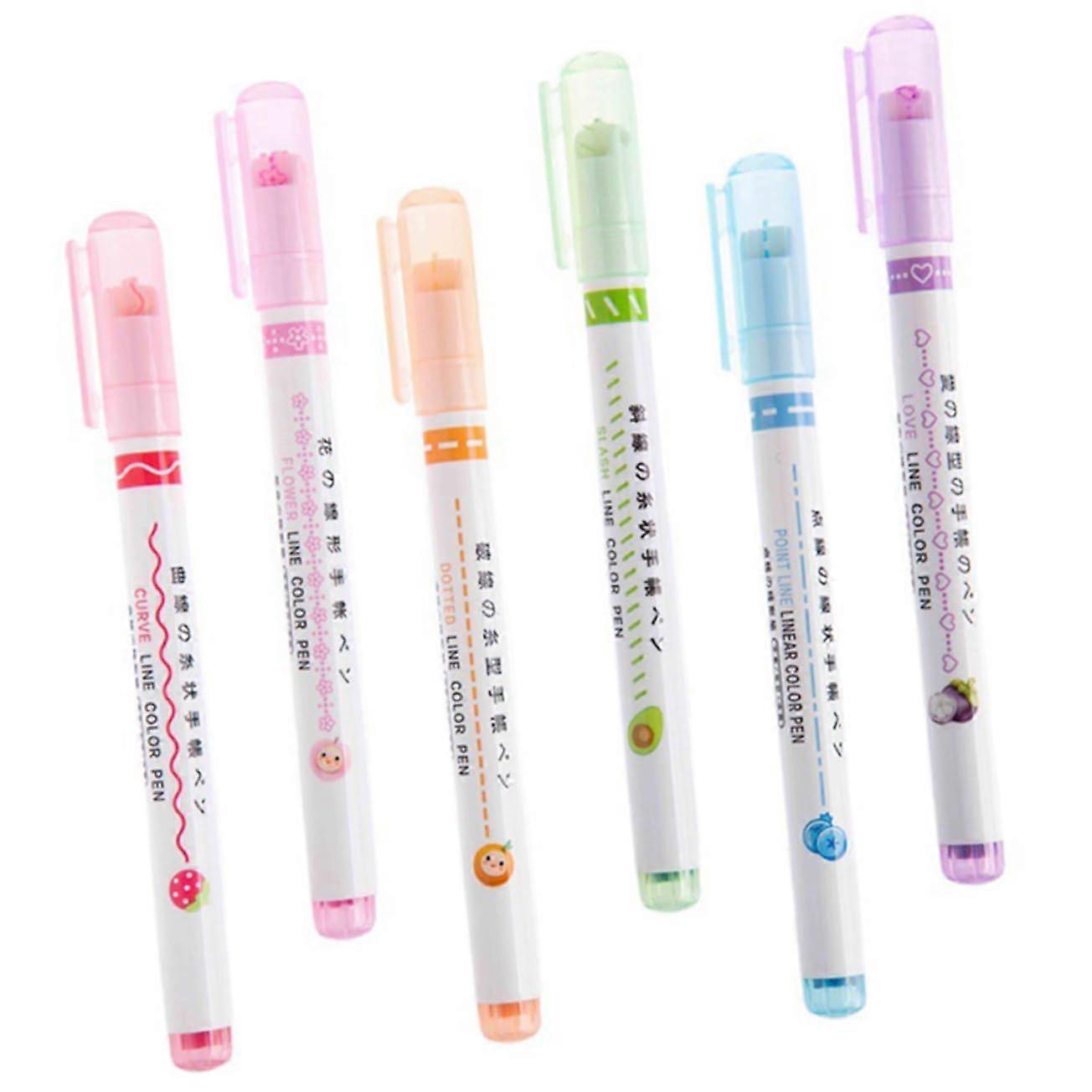 6-Piece Set Curved Highlighter Pens, Quick-Drying Highlighters for School and Office, Highlight Important Information