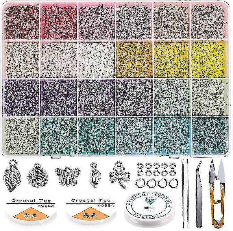 24 Colors Glass Rice Beads Diy Jewelry Accessories FT