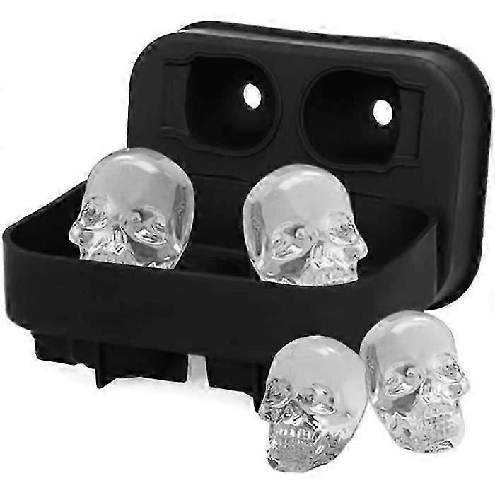 Skull Ice Cube Molds,3D Silicone Ice Molds Skull Ice Cube Tray With Lid Skull Shaped Ice Cube Tray[H1506]